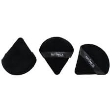 6Pcs Triangle Powder Puff Set - Soft Velour Makeup Sponge for Loose & Mineral Powder - Foundation & Wet/Dry Application - Perfect for Travel & Professional Makeup (Black)