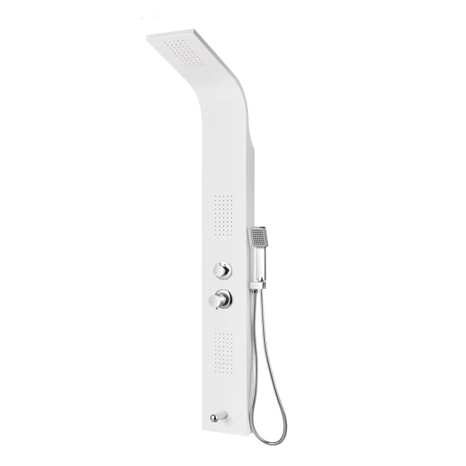 Premium Wall Mounted Aluminum Alloy Shower Panel System - 4-Function Rainfall Shower Head with Waterfall, Body Jets & Temperature Control - Ideal for Modern Bathroom & Spa Experience (Silver)