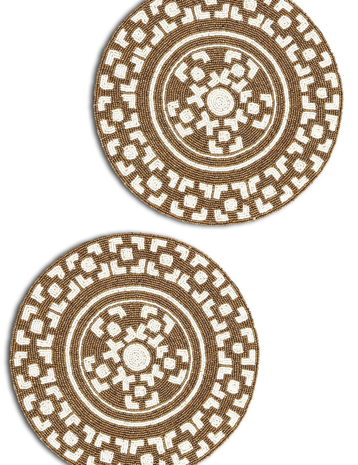 HM Creations Handmade Floral Beaded Placemats - 13x13 Inch Summer Table Mats & Designer Charger Plates (Set of 4) for Dining Table Decor, Wedding Centerpieces & Boho Home Decor