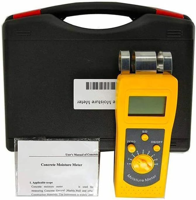 Professional Digital Concrete Moisture Meter - Accurate Wall, Tile, Floor, Gypsum, Marble, Cement & Brick Moisture Tester (0-50% Range) - Perfect for Construction, Renovation & Home Inspection Projects
