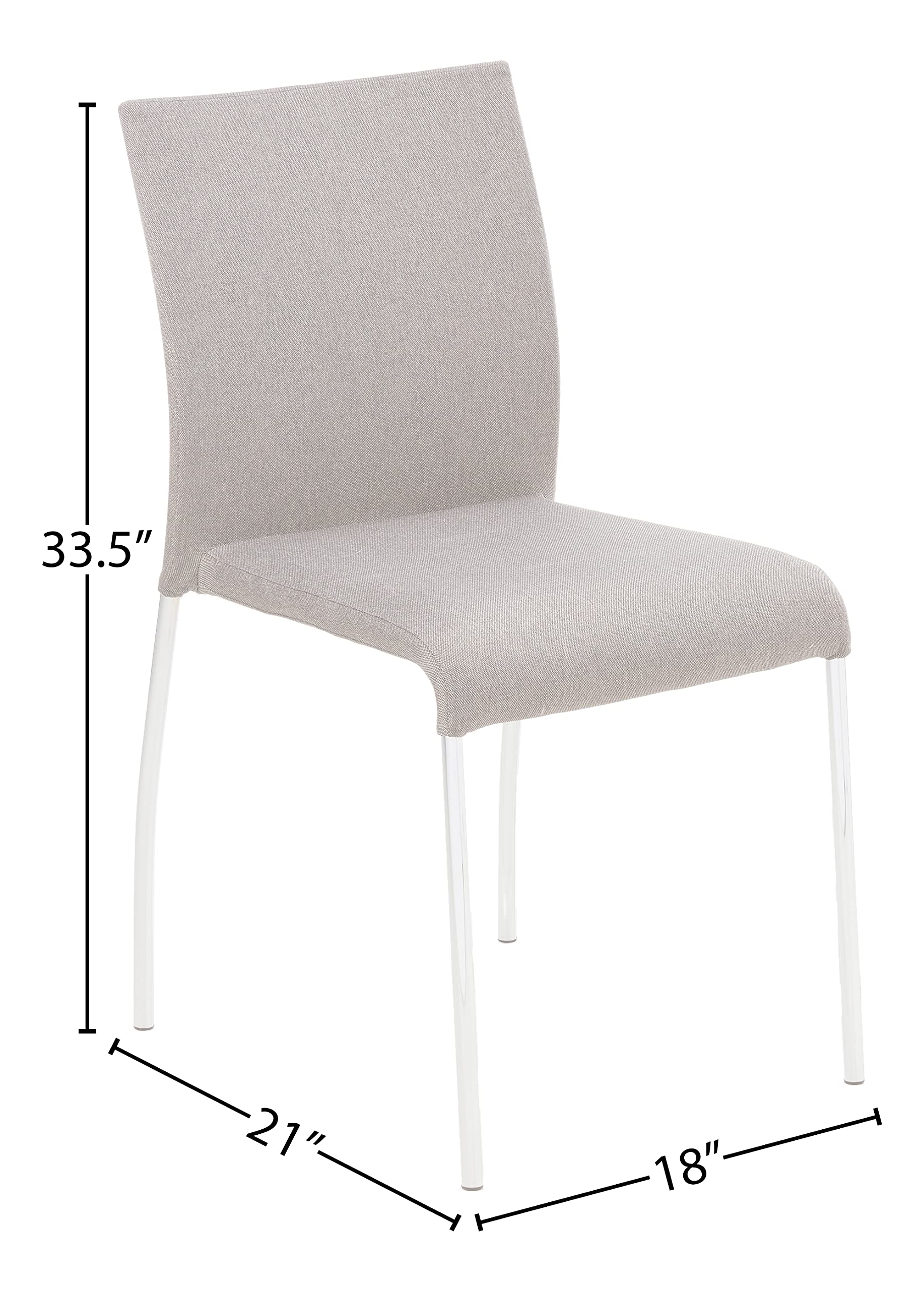 OSP Home Furnishings Conway Upholstered Stacking Chairs with Chrome Legs, Set of 4, Smoke Gray - Modern Dining Chairs for Kitchen, Restaurant, Office or Event Seating
