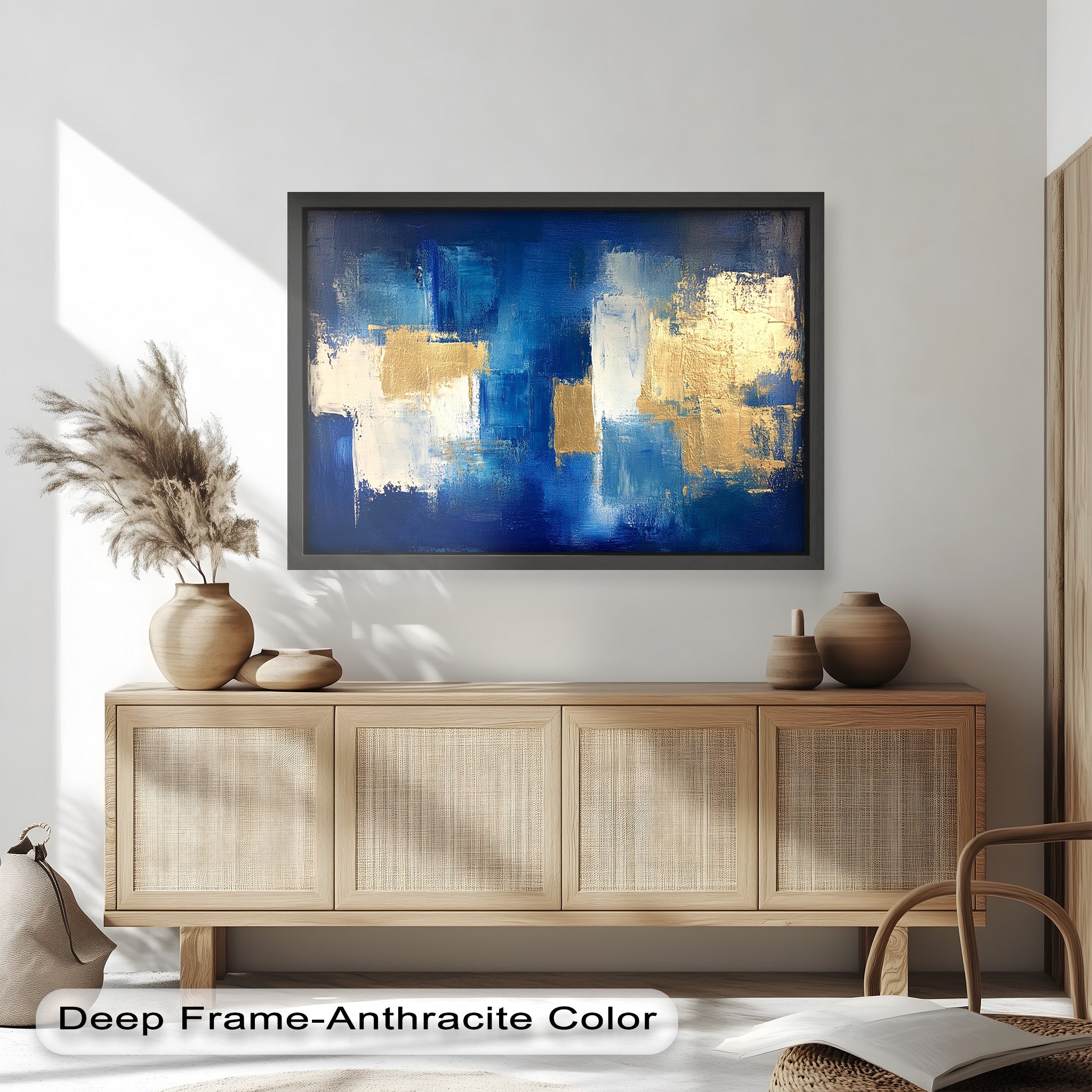 Blue Harmony Abstract Oil Painting - Modern Wall Art for Living Room, Bedroom & Office Decor | Handmade Canvas Artwork