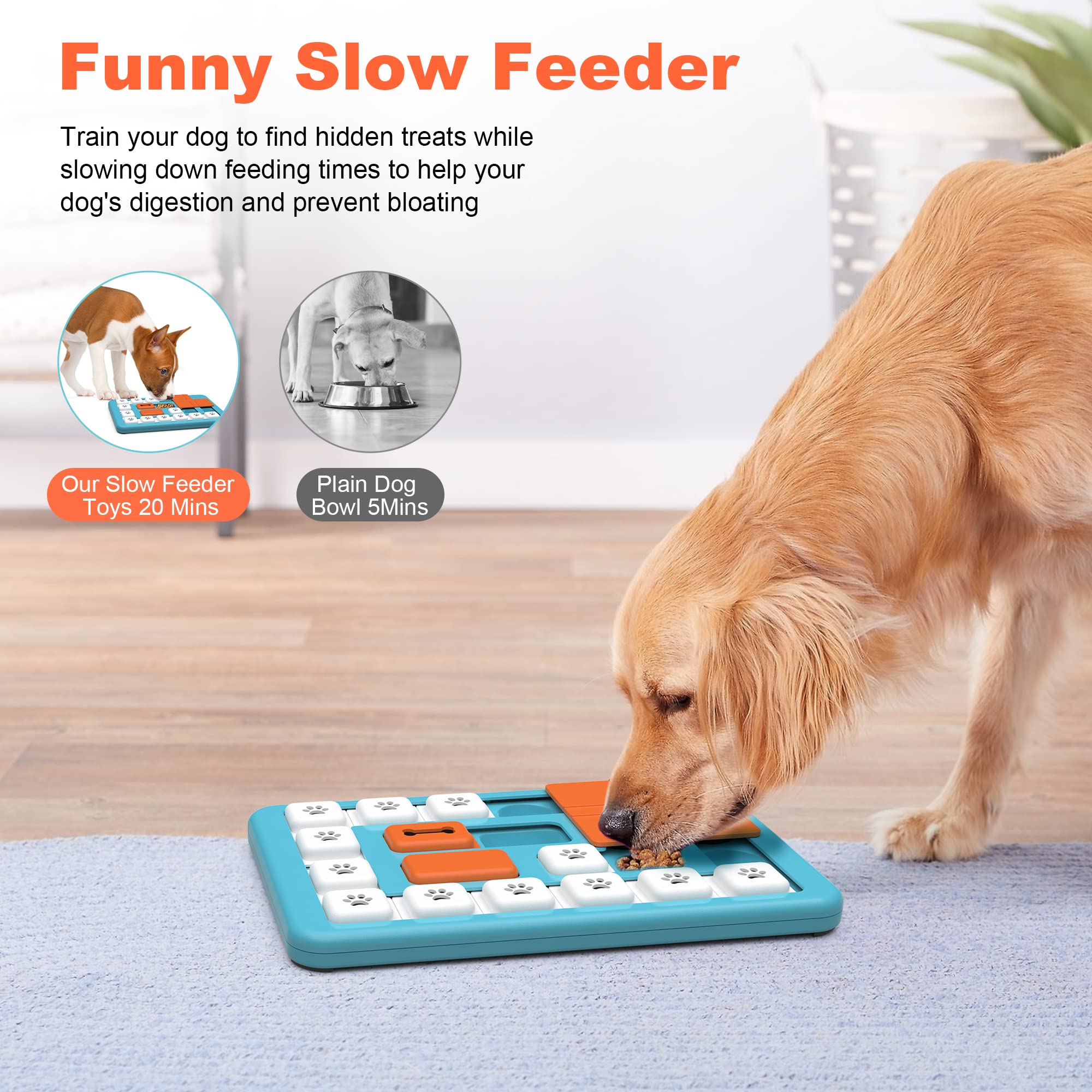IOKHEIRA Interactive Dog Puzzle Toys - Slow Feeder & Treat Dispenser with Squeaky Sound & Non-Slip Design for IQ Training - Perfect for Puppy Enrichment, Boredom Relief & Mental Stimulation (Great for Small, Medium & Large Dogs)