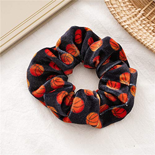 Basketball Hair Scrunchies for Women & Girls - Velvet Sport Hair Ties Accessories - Perfect for Basketball, Soccer & Volleyball Players - Great Sports Gift for Female Athletes