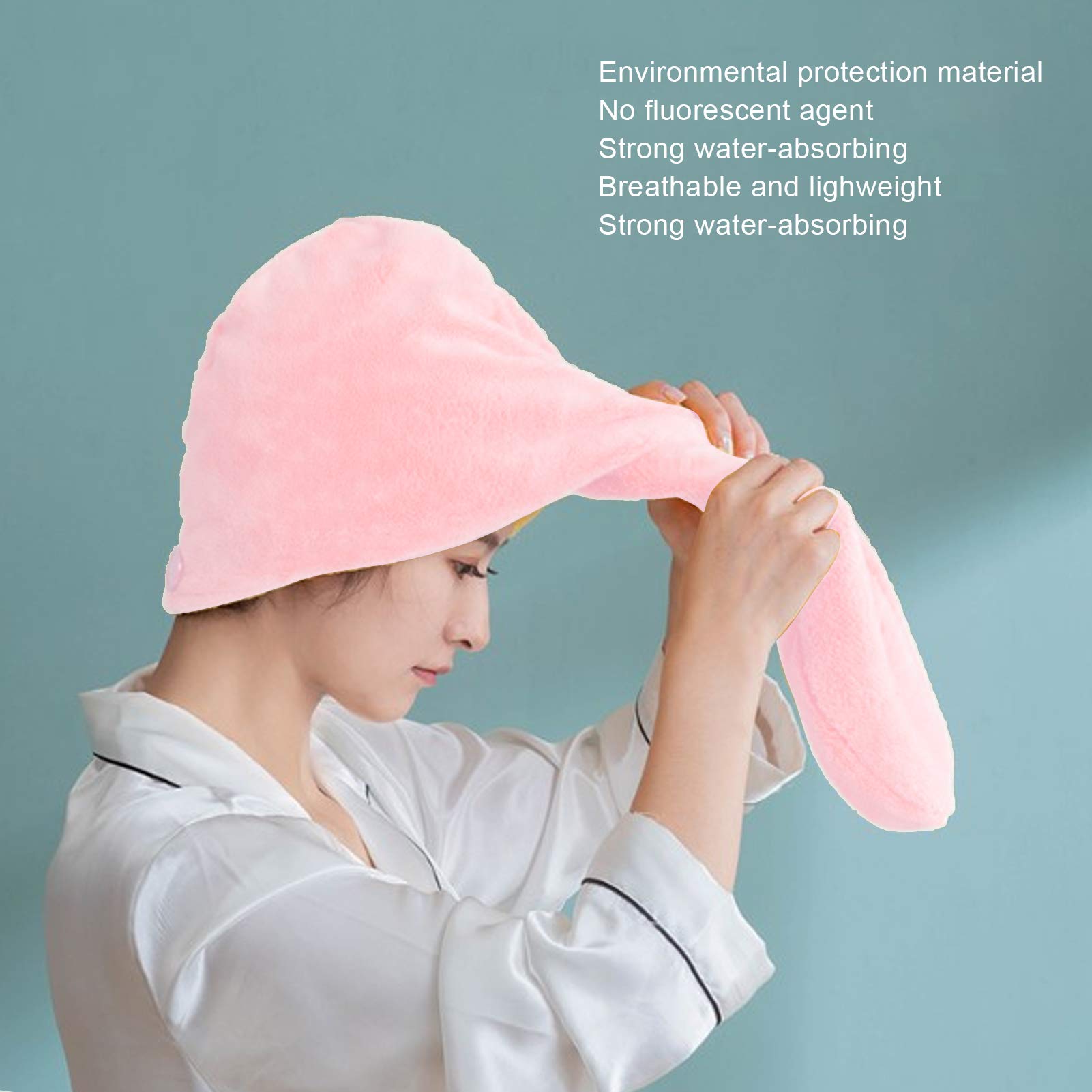 Soft & Lightweight Hair Towel Wrap for Women & Men - Quick Dry Microfiber Hair Turban with Adjustable Hair Band (Pink Set) - Perfect for Post-Shower, Hair Drying, Face Washing & Makeup Routine