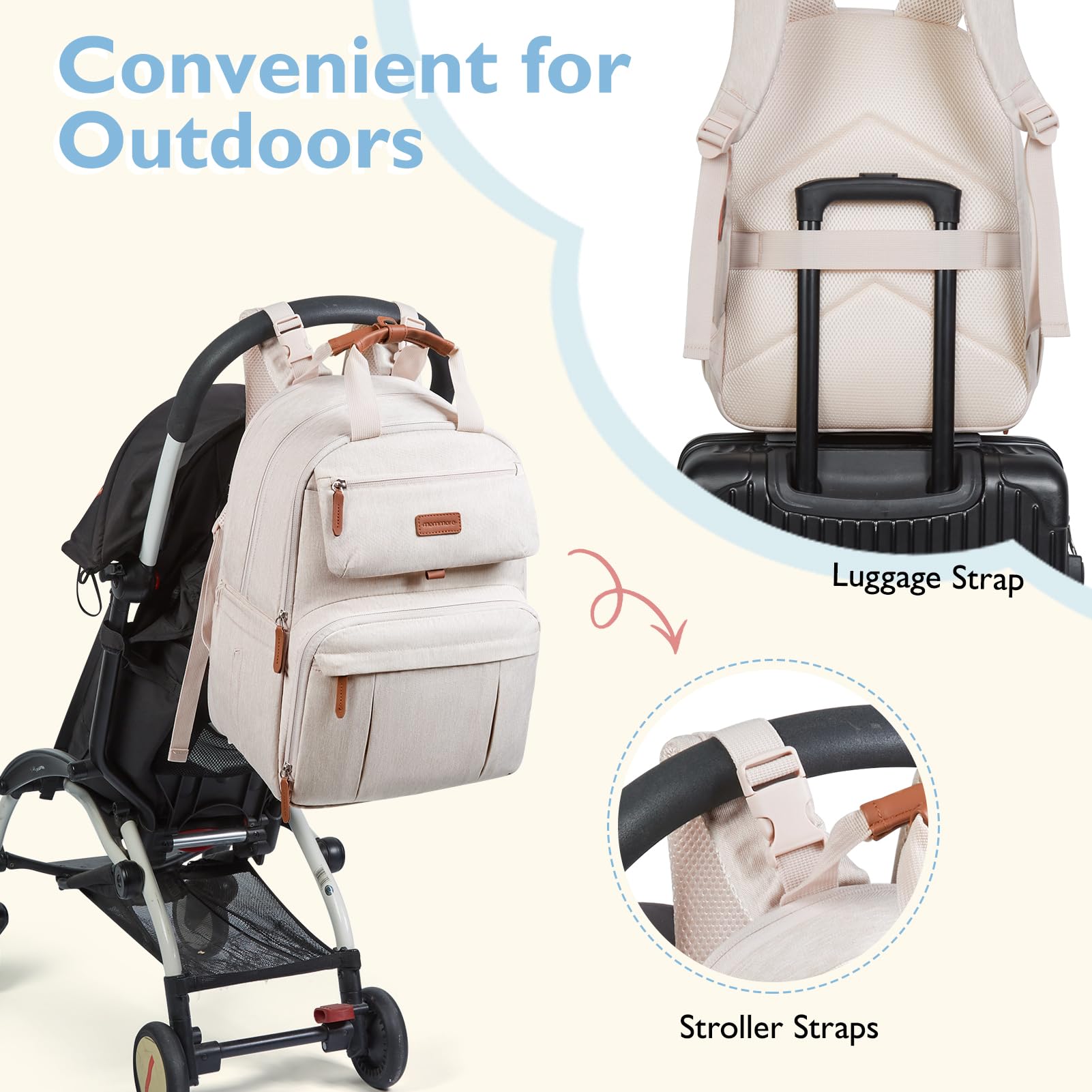 Mommore Expandable Diaper Backpack for Twins - Large Waterproof Baby Bag with Changing Pad | Durable Travel Backpack for Parents | Perfect for Daycare, Air Travel & Family Outings