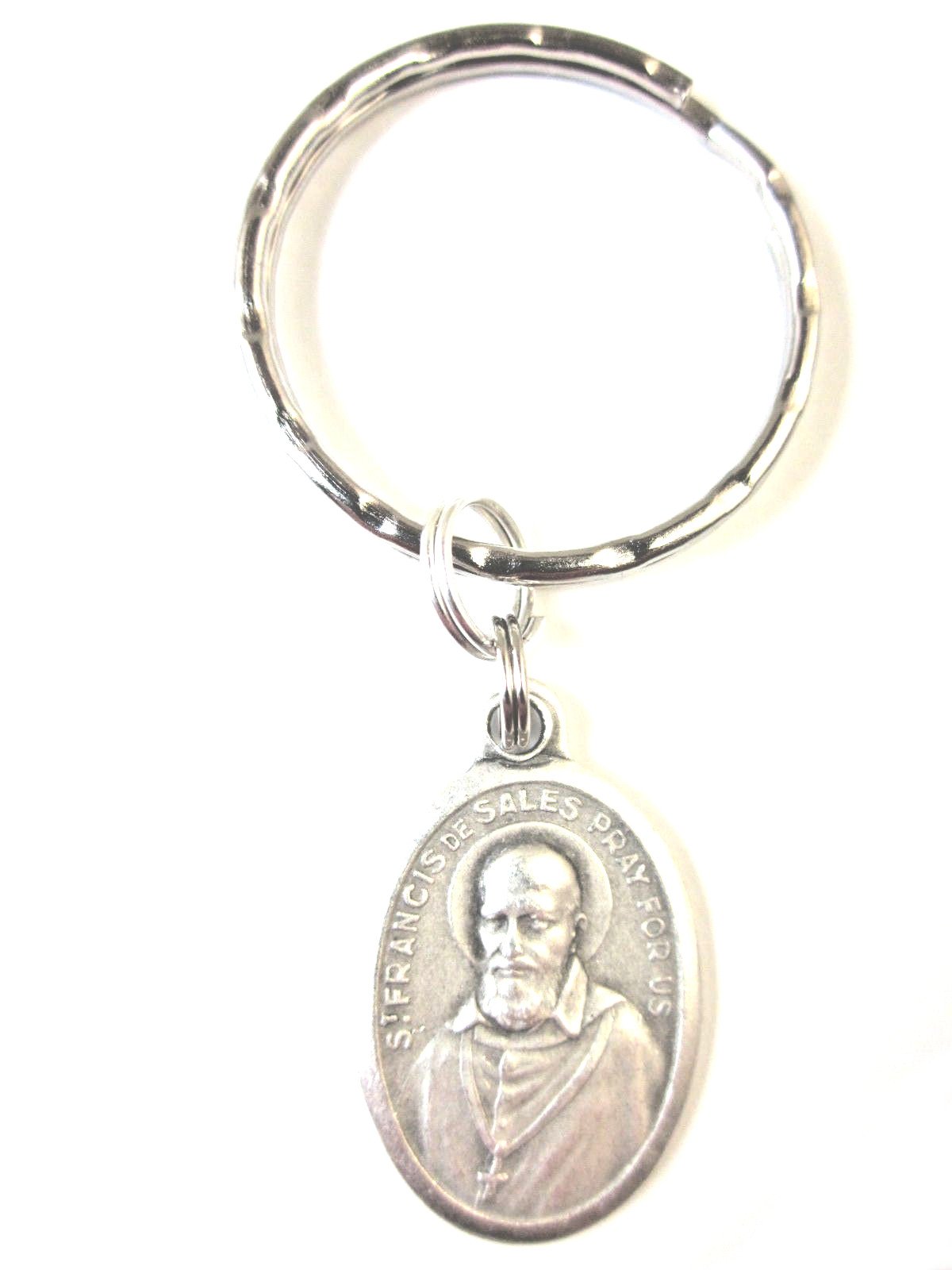 St. Francis de Sales Medal - Italian Religious Keychain with Prayer Card & Gift Box - Perfect for Baptism, First Communion & Confirmation Gifts