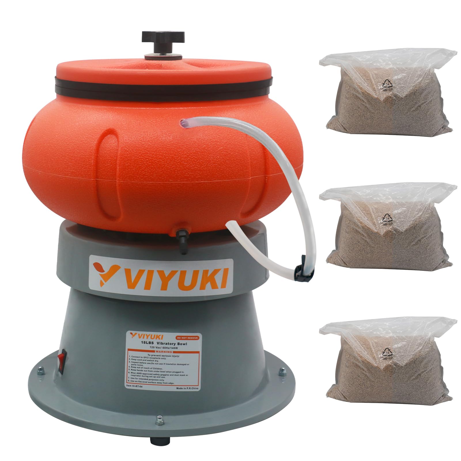 18LBS Electric Vibratory Tumbler Bowl - Metal Polishing Machine for Jewelry, Coins & Small Parts with Walnut Shell Media - Perfect for DIY Crafts, Metal Finishing & Industrial Use