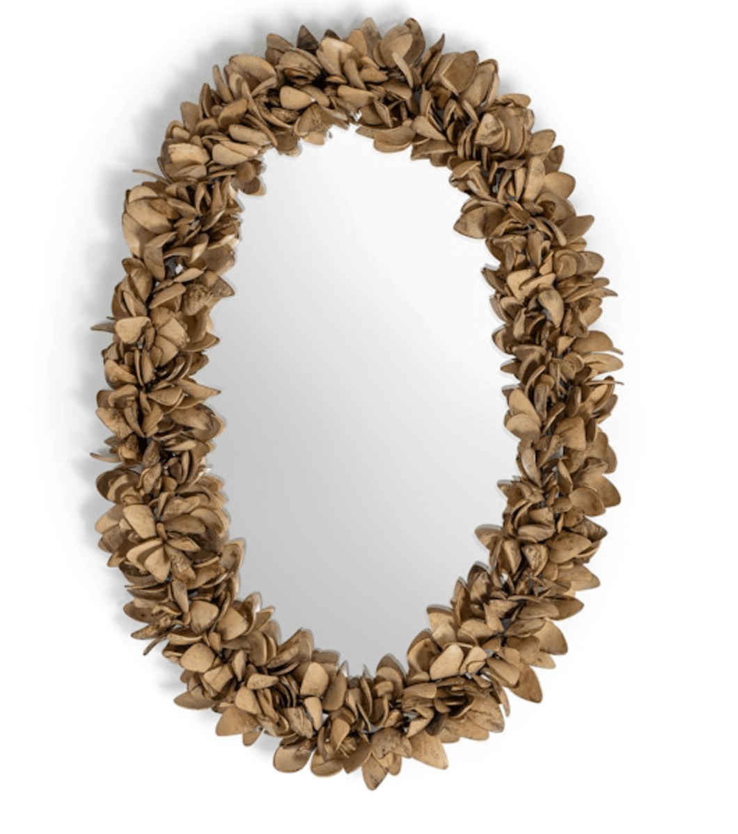 Tia Coco Shell Mirror - Handmade Decorative Wall Mirror with Natural Seashell Accents - Perfect for Beach House, Bathroom, or Boho Home Decor