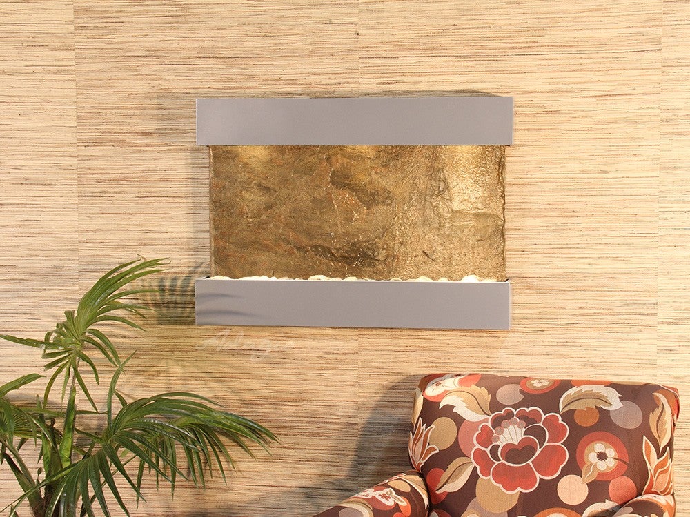 Adagio Reflection Creek Silver Metallic Green Natural Slate Tile RCS4502 - Perfect for Bathroom Walls, Kitchen Backsplashes & Fireplace Surrounds