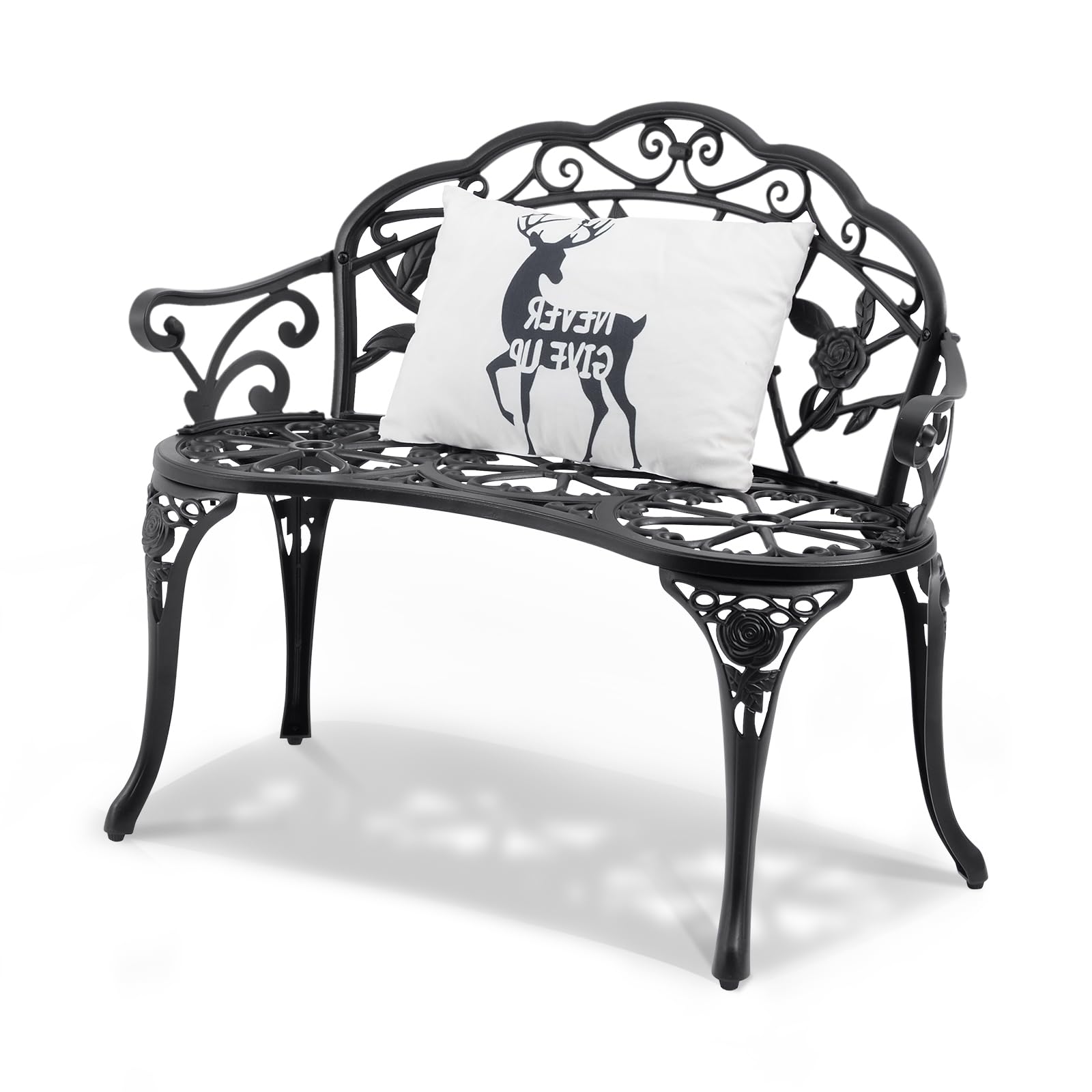 VEVOR Outdoor Bench with Backrest & Armrests - 480 lbs Weight Capacity, 38.8