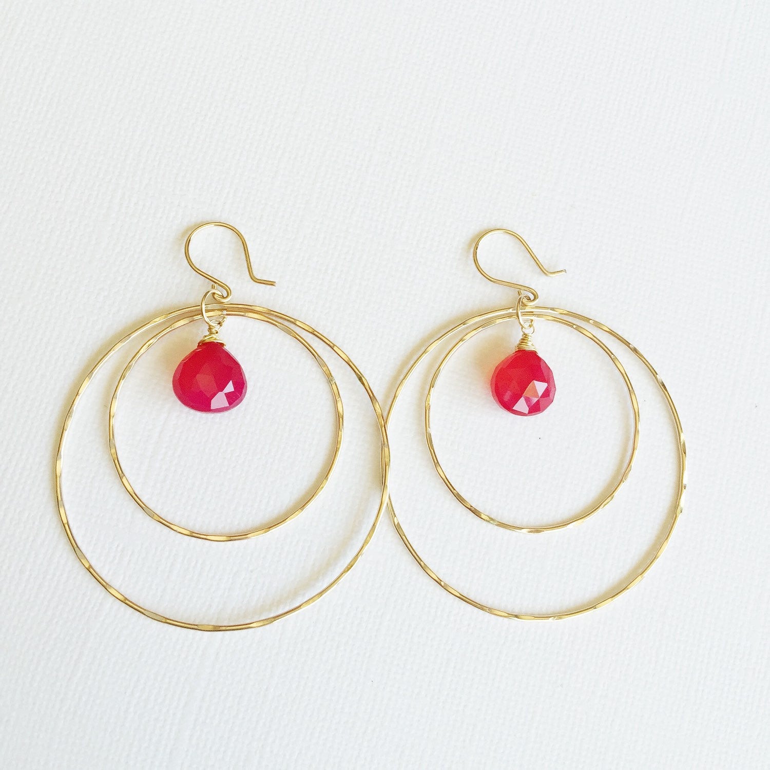 Rachel Raspberry Chalcedony Earrings (E253) – Elegant Dangle Earrings for Women, Perfect for Parties, Weddings & Special Occasions