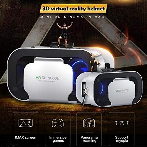 VR Headset 5.0 for iPhone 12 Pro Max - Adjustable 3D Virtual Reality Glasses for Gaming & Entertainment (White) - Perfect for Immersive Movie Watching & Mobile VR Experiences