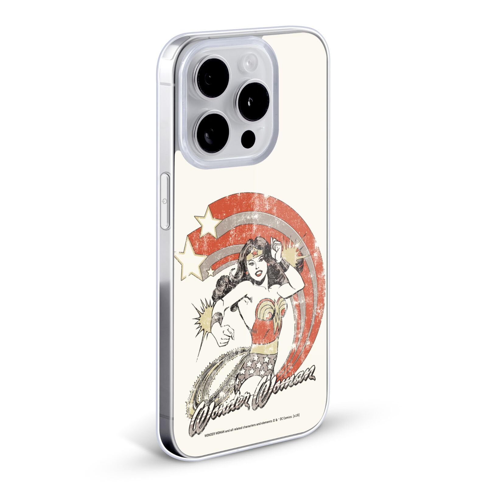 Official Wonder Woman DC Comics Vintage Distressed Art Soft Gel Case for Apple iPhone X/Xs - Perfect for Superhero Fans & Daily Protection