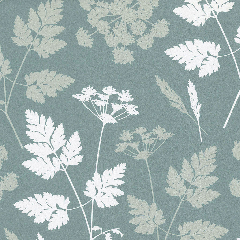Elegant Cow Parsley Wallpaper in Teal - Botanical Floral Peel and Stick Wallpaper for Bedroom, Living Room & Nursery Decor