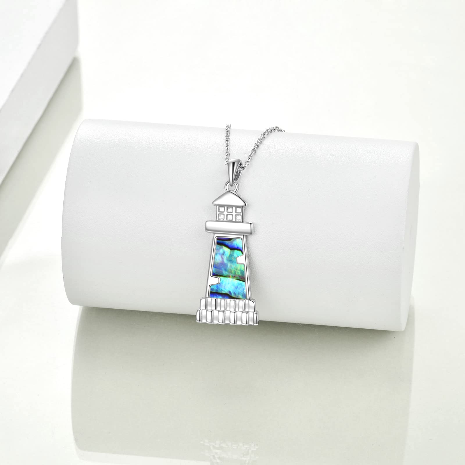 ONEFINITY Sterling Silver Lighthouse Necklace & Earrings Set for Women - Abalone Shell Pendant, Mothers Day Jewelry Gift for Girlfriend, Wife, Lover | Perfect for Beach Vacations, Anniversary Presents & Romantic Occasions