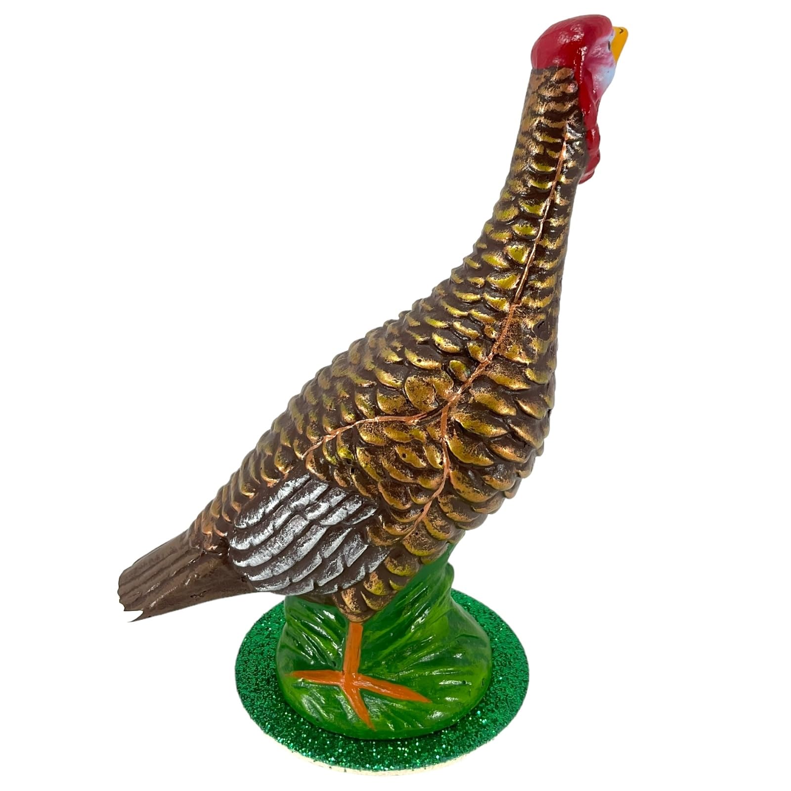 Handcrafted Schaller Paper Mache Female Turkey Decoration - German-Made Thanksgiving Centerpiece for Festive Table Decor & Holiday Home Décor