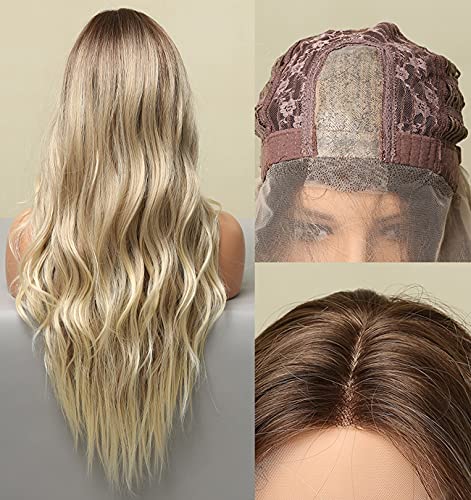 Platinum Blonde Ombre Lace Front Wig - Natural Looking Human Hair Wig for Women | Perfect for Cosplay, Parties & Daily Wear