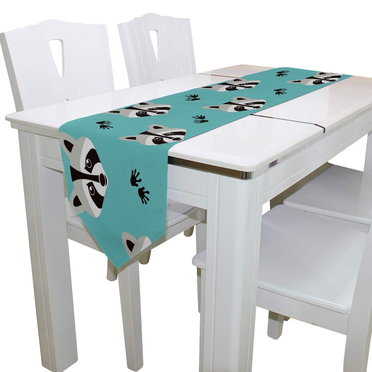 MOYYO Cute Raccoon Table Runner 13x70 Inch - Polyester Tablecloth for Coffee & Dining Tables - Perfect for Wedding, Birthday, Engagement Parties & Home Decor - Ideal for Living Room, Banquet & Holiday Decorations