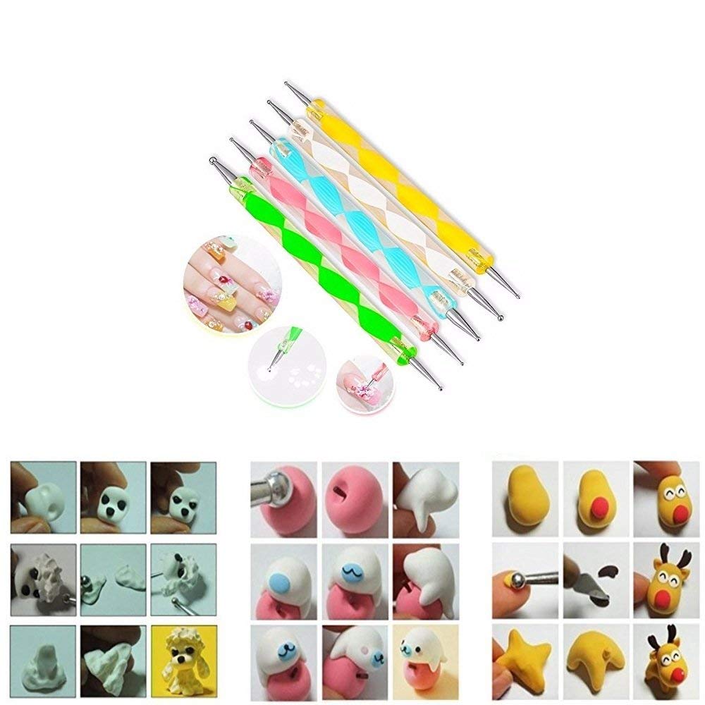 Bunny Nail Art Dotting Tools Set of 5 - Professional Nail Design Stamping & Dot Painting Kit for Marble & Shiny Resistant Nail Art - Perfect for DIY Manicure & Salon Use