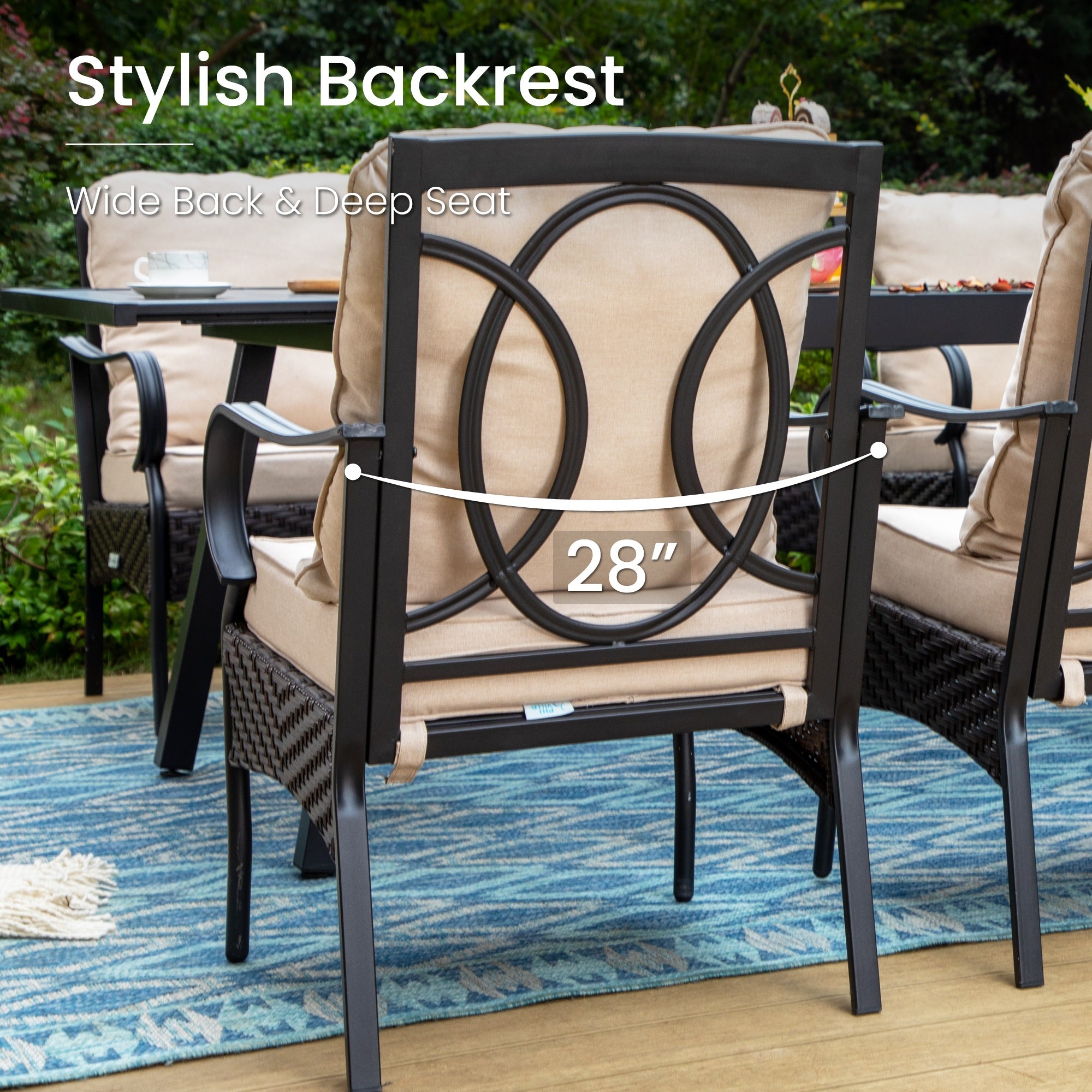 Sophia & William 7-Piece Patio Dining Set - Luxurious Thick Cushion Rattan Swivel Chairs with Steel Frame - Perfect for Outdoor Entertaining, Garden Parties & Backyard Relaxation