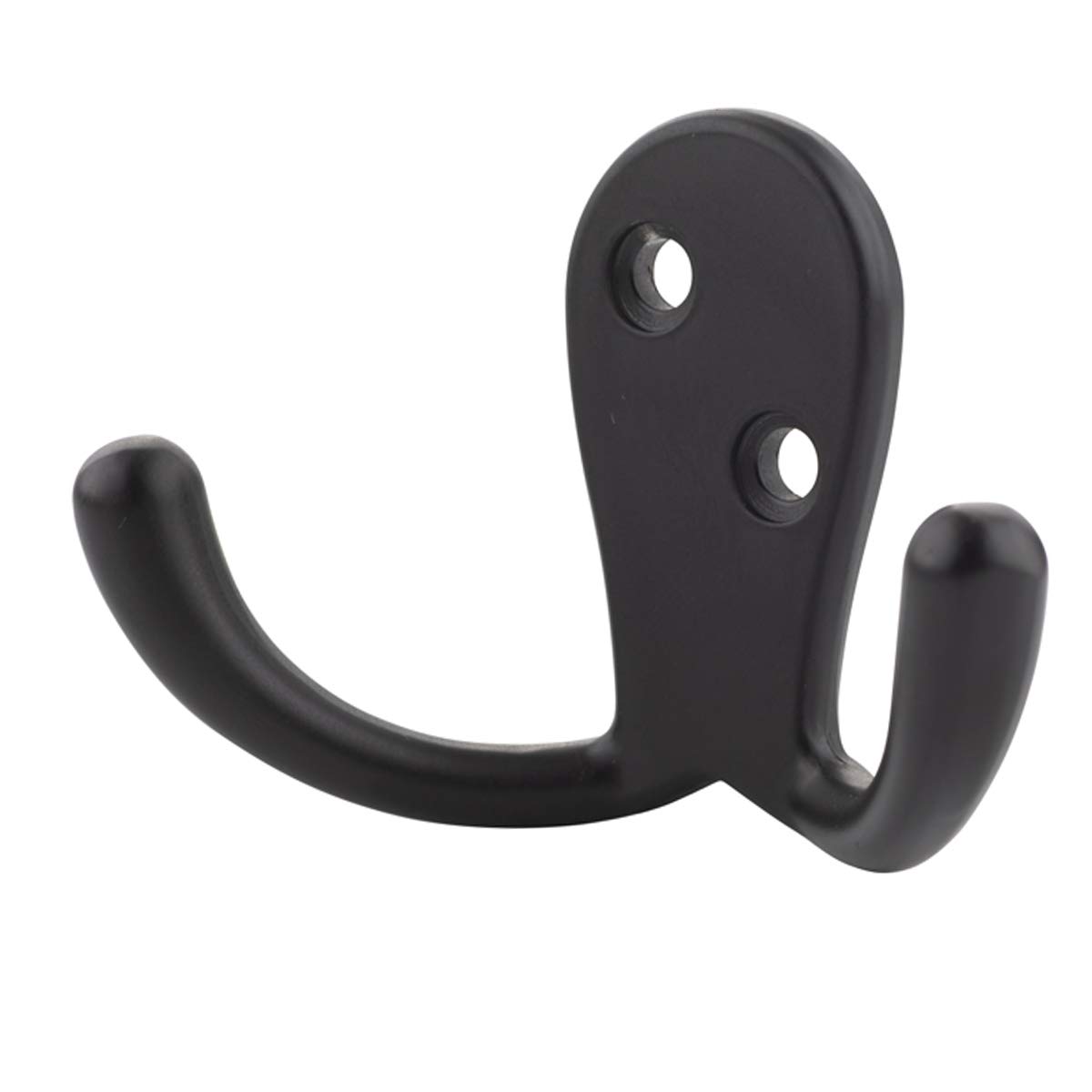 Amazon Basics Curved Zinc Robe Hook - Flat Black, 5-Pack - Heavy Duty Bathroom Wall Hooks for Towels, Robes & Hats - Perfect for Home, Hotel & Spa Organization