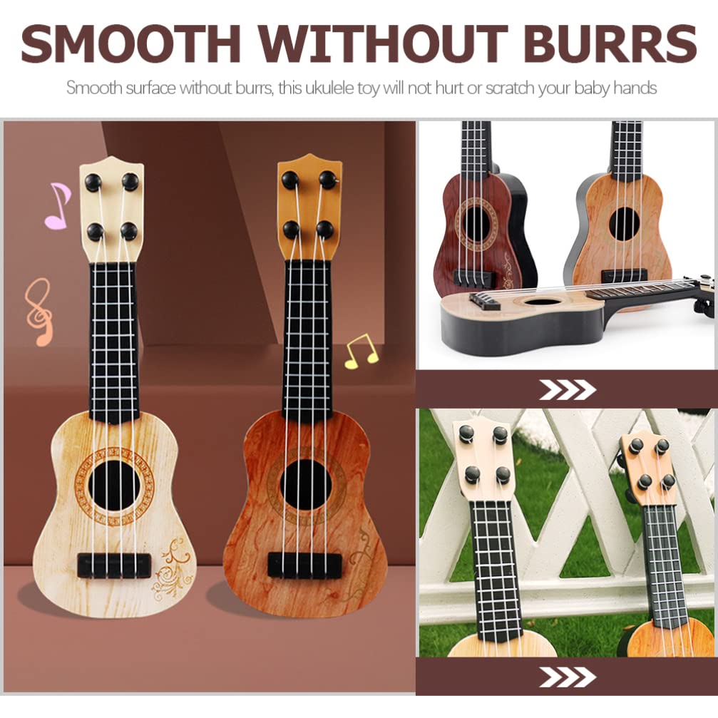 Toddmomy Kids Ukulele Toy - 4-String Plastic Beginner Ukulele Musical Instrument for Toddlers & Children (Beige) - Perfect for Early Music Education & Pretend Play
