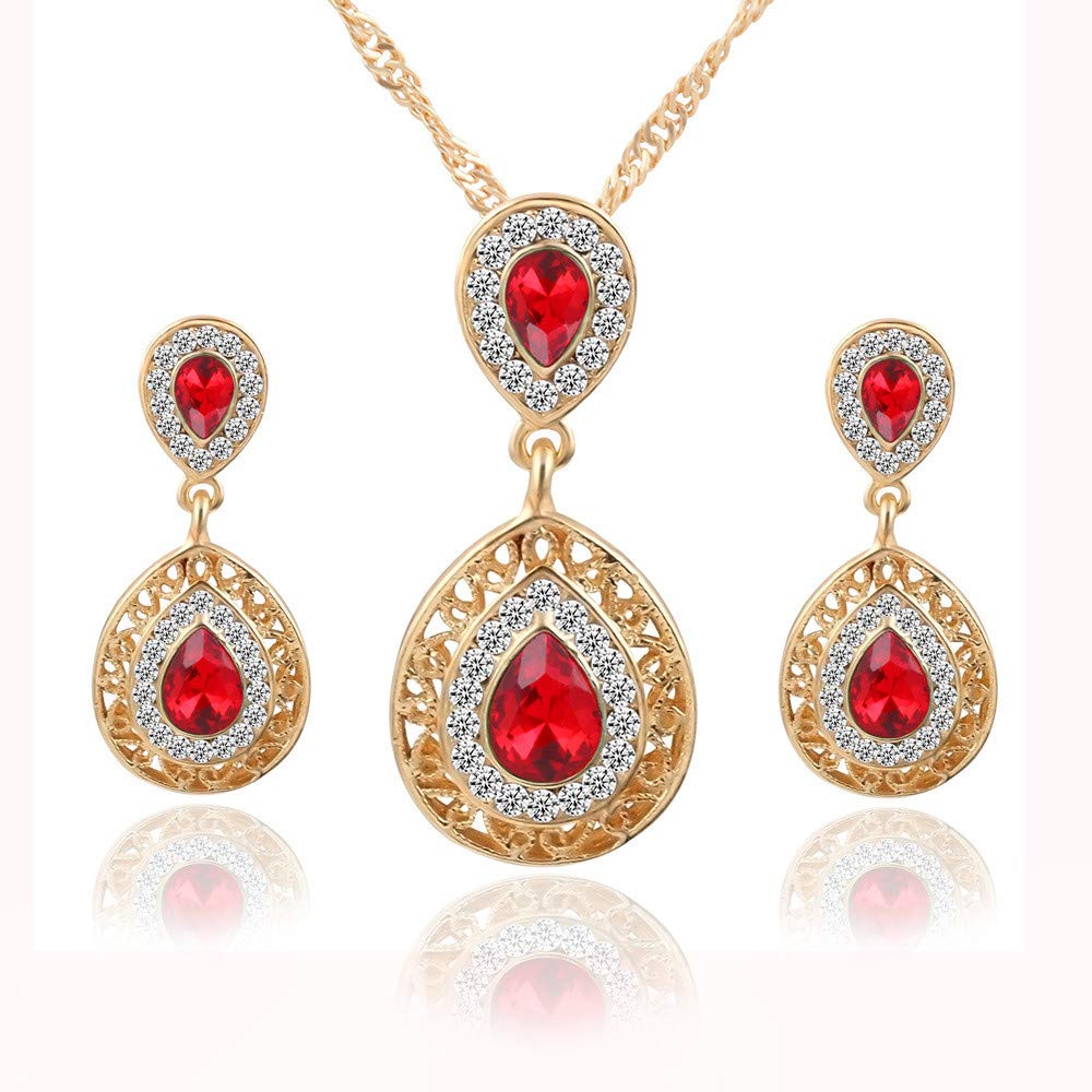 Vintage Golden Chain Necklace for Women - Large Metallic Statement Jewelry Set, Elegant Red Gift for Her | Perfect for Parties, Date Nights & Special Occasions