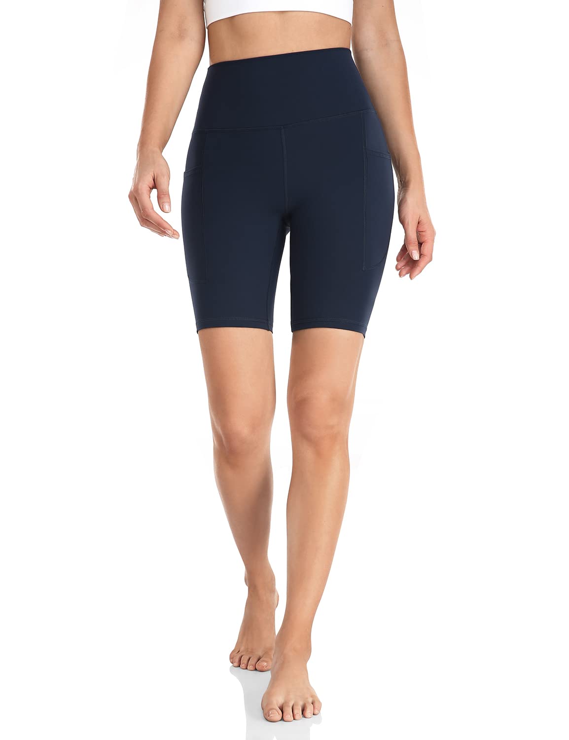 HeyNuts Women's High Waist Compression Yoga Shorts with Side Pockets - 4