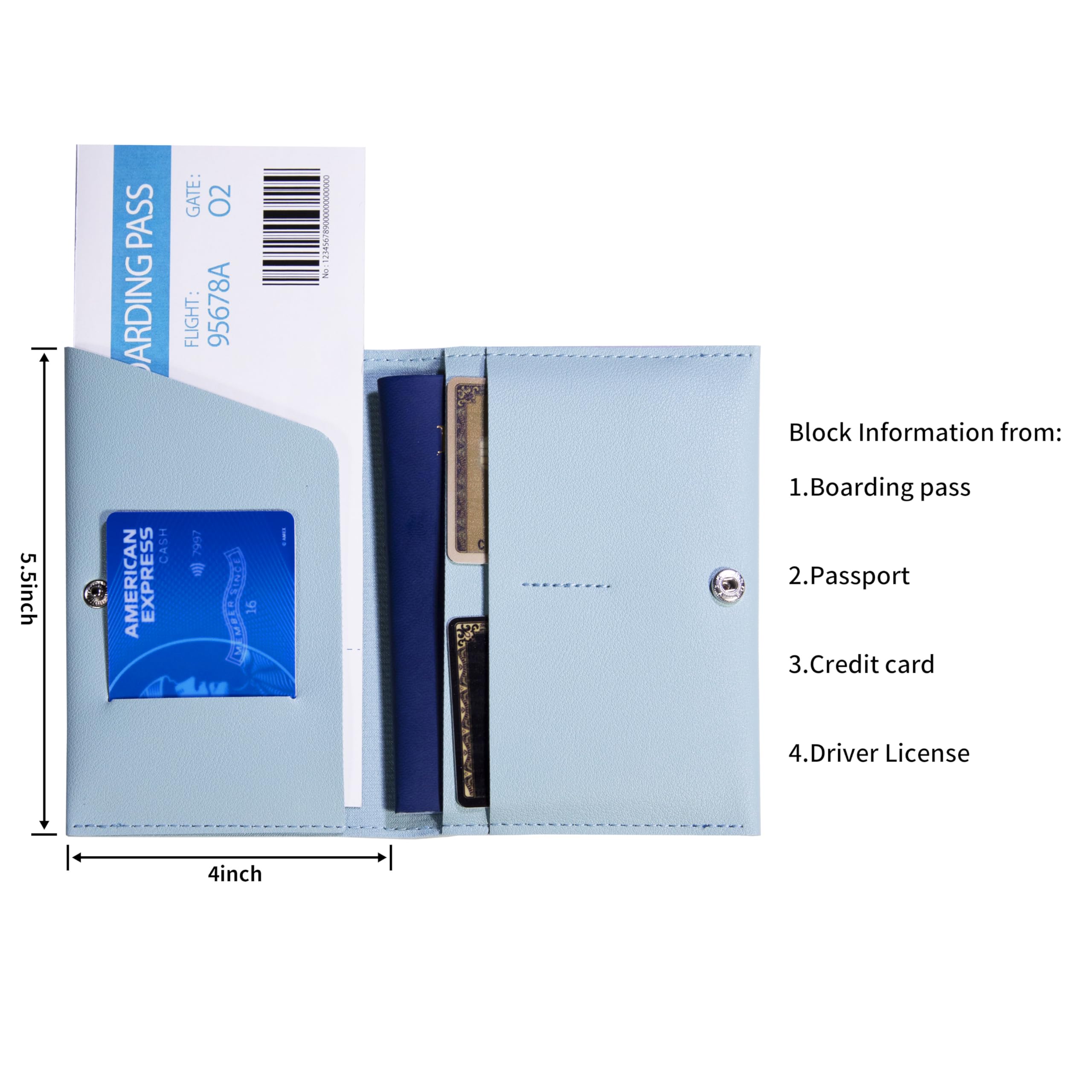Premium RFID Blocking Passport Holder for Women & Men - Travel Wallet Cover Case with Multiple Card Slots - Ideal for Family Vacations, Business Trips & International Travel (Blue & Black)