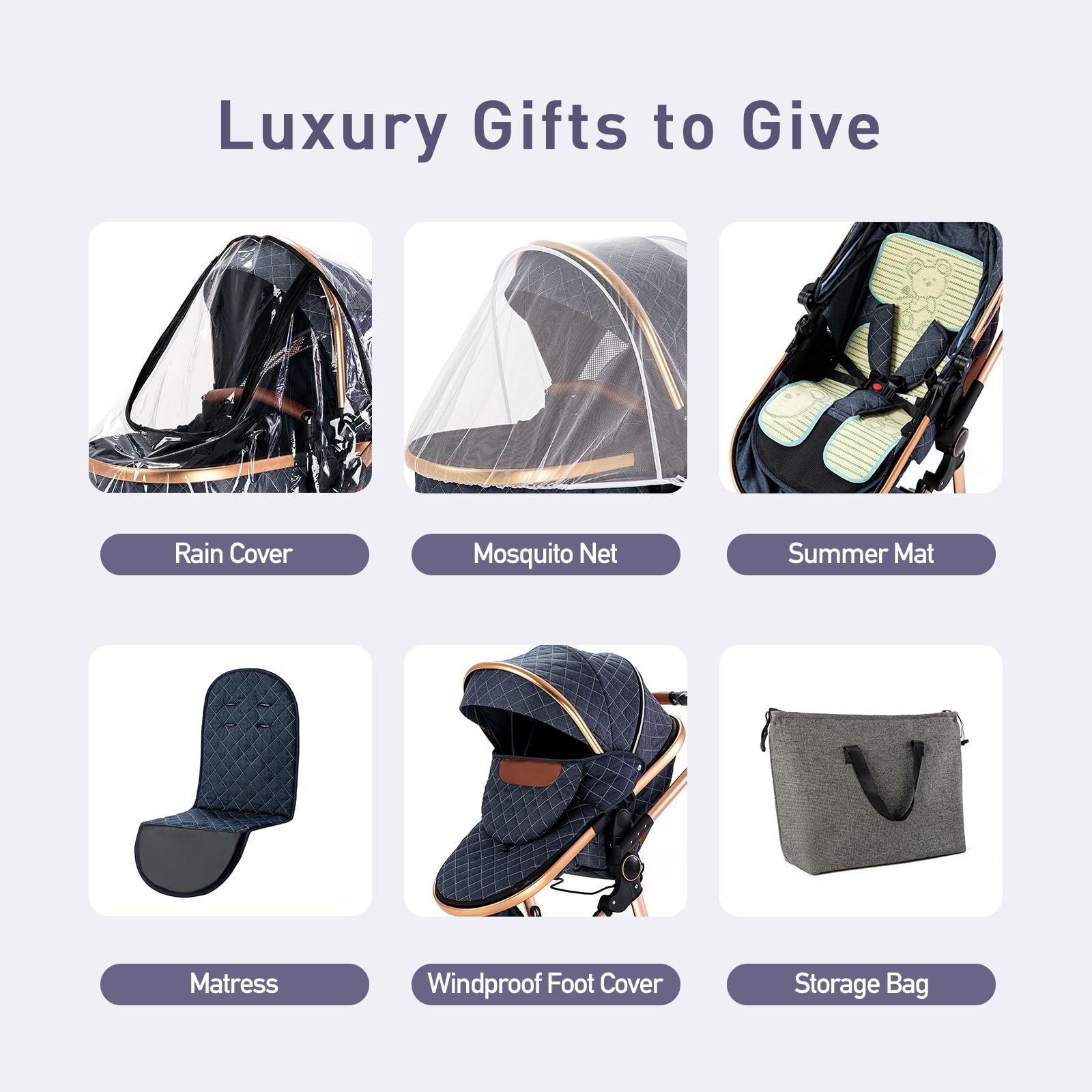 5-in-1 Compact Baby Stroller with Removable Bassinet & Reversible Seat | Foldable Lightweight Aluminum Frame Stroller for Newborn to Toddler | Perfect for Travel, Shopping & Daily Walks (Khaki)