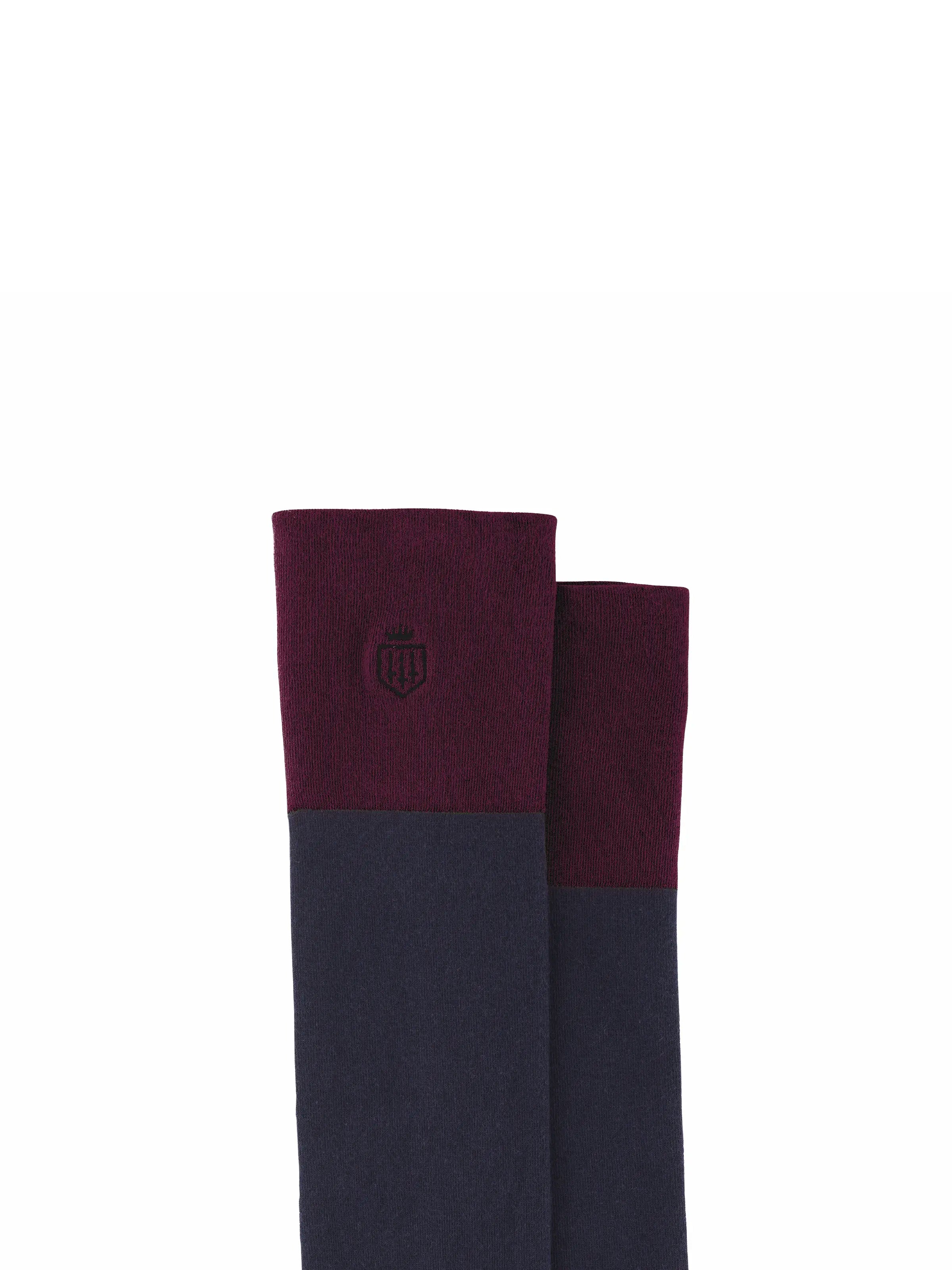 Signature Women's Knee High Socks - Navy & Plum Striped Cotton Blend - Perfect for Boots, Winter Fashion & Office Wear