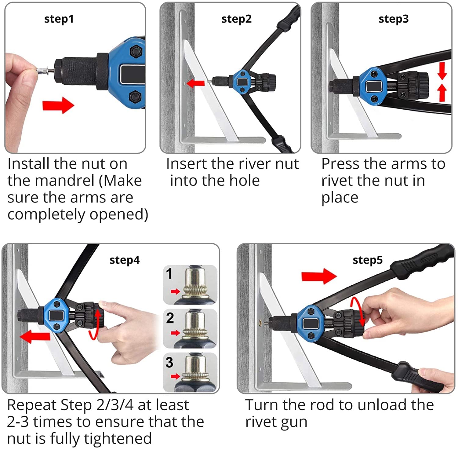 Professional Hand Rivet Nut Tool Kit - 13