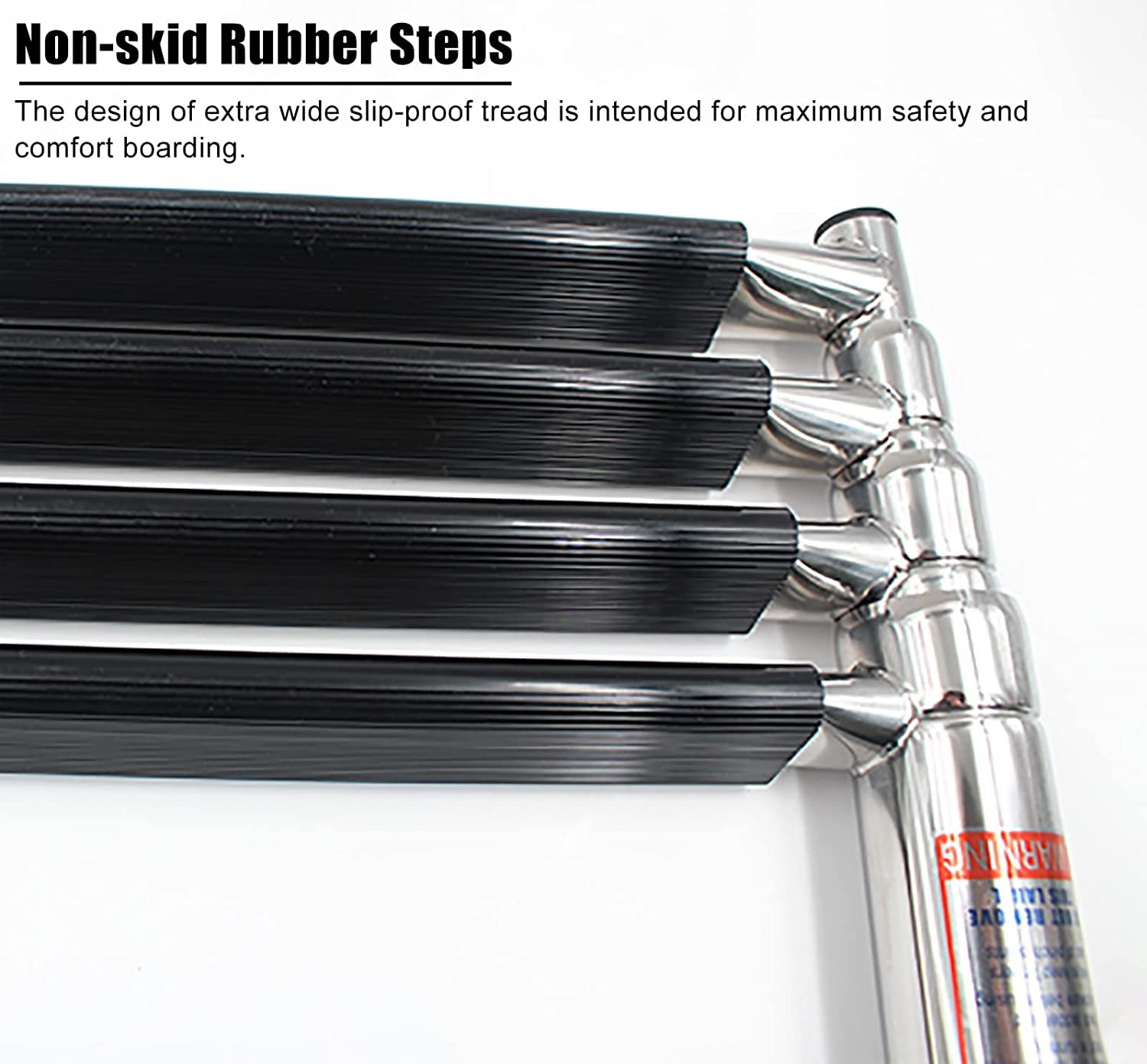Stainless Steel Telescoping Ladder for Boats - FairUo Marine Yacht Swim Platform Ladder with Spring-Loaded Entry & Non-Slip Steps - Perfect for Swimming Pool, Dock Access, and Water Sports Activities