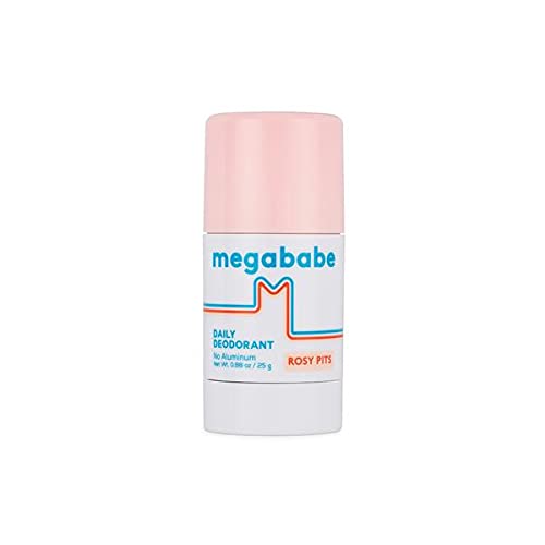 Megababe Rosy Pits Daily Deodorant Travel Size 0.88 oz (25g) - Natural & Gentle Underarm Care for Women - Perfect for Gym, Travel & Everyday Freshness