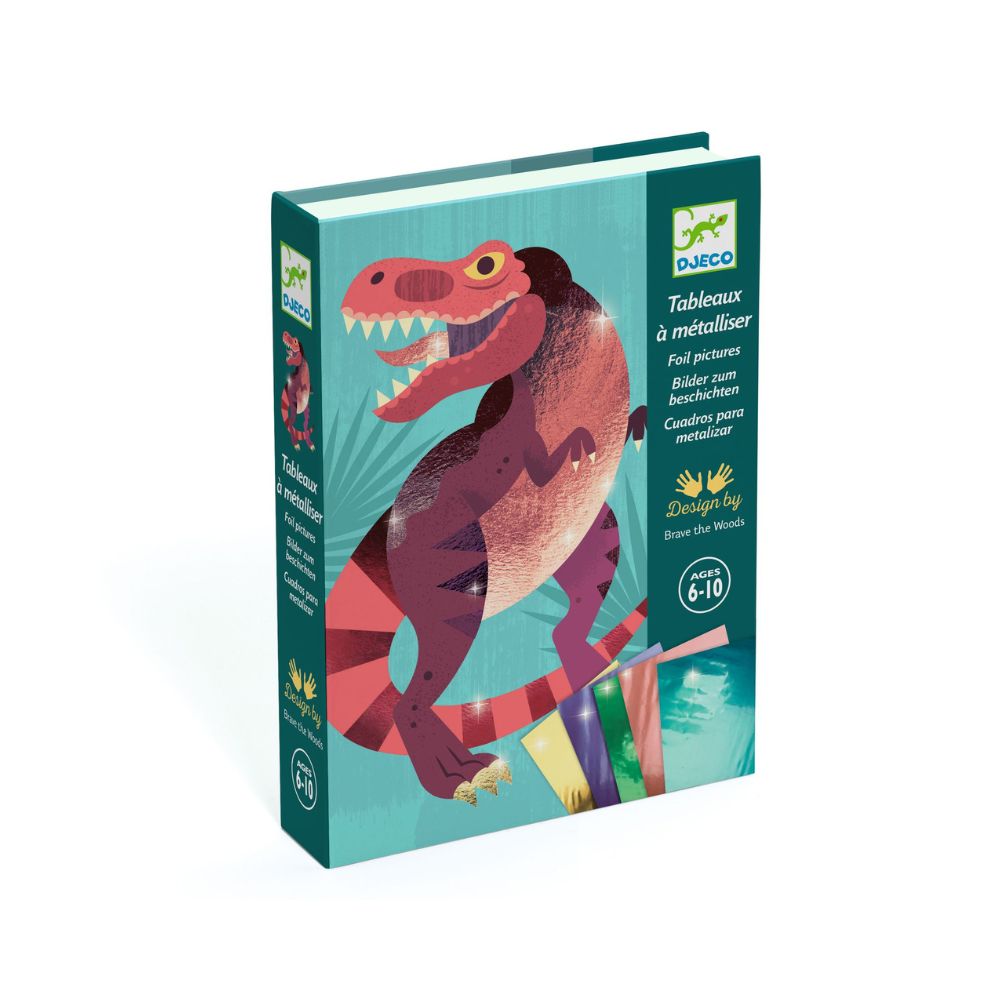 Djeco Foil Art Jurassic - DIY Dinosaur Foil Art Kit for Kids, Creative Craft Activity for Home & School, Perfect for Birthday Gifts & Party Favors | Fun Educational Toy for Boys & Girls Ages 5-12