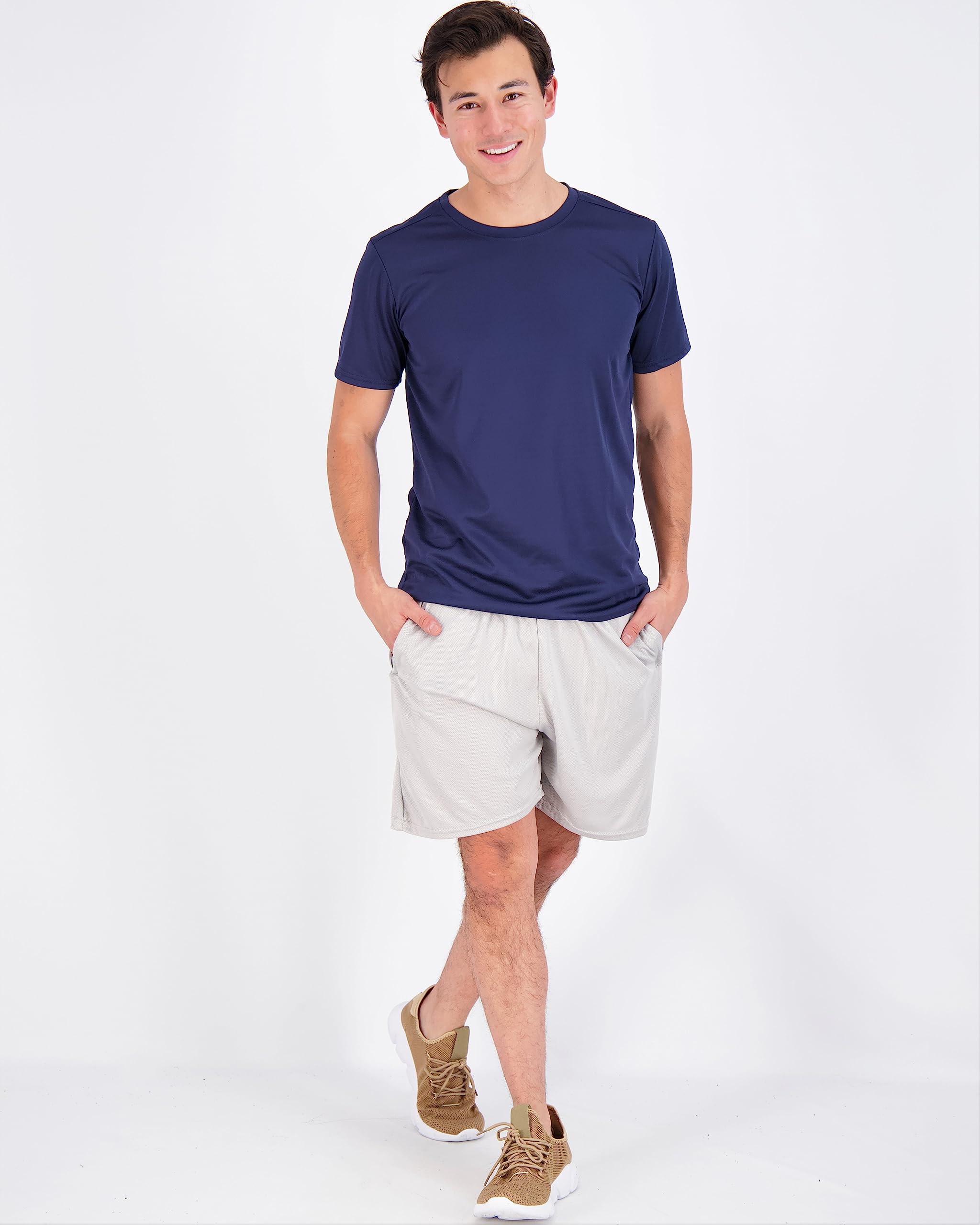 Real Essentials 5-Pack Men's Quick-Dry Athletic T-Shirts - Moisture-Wicking Activewear Crew Neck Tees for Gym, Running & Workouts (Big & Tall Sizes Available) | Perfect for Sports, Training & Casual Wear