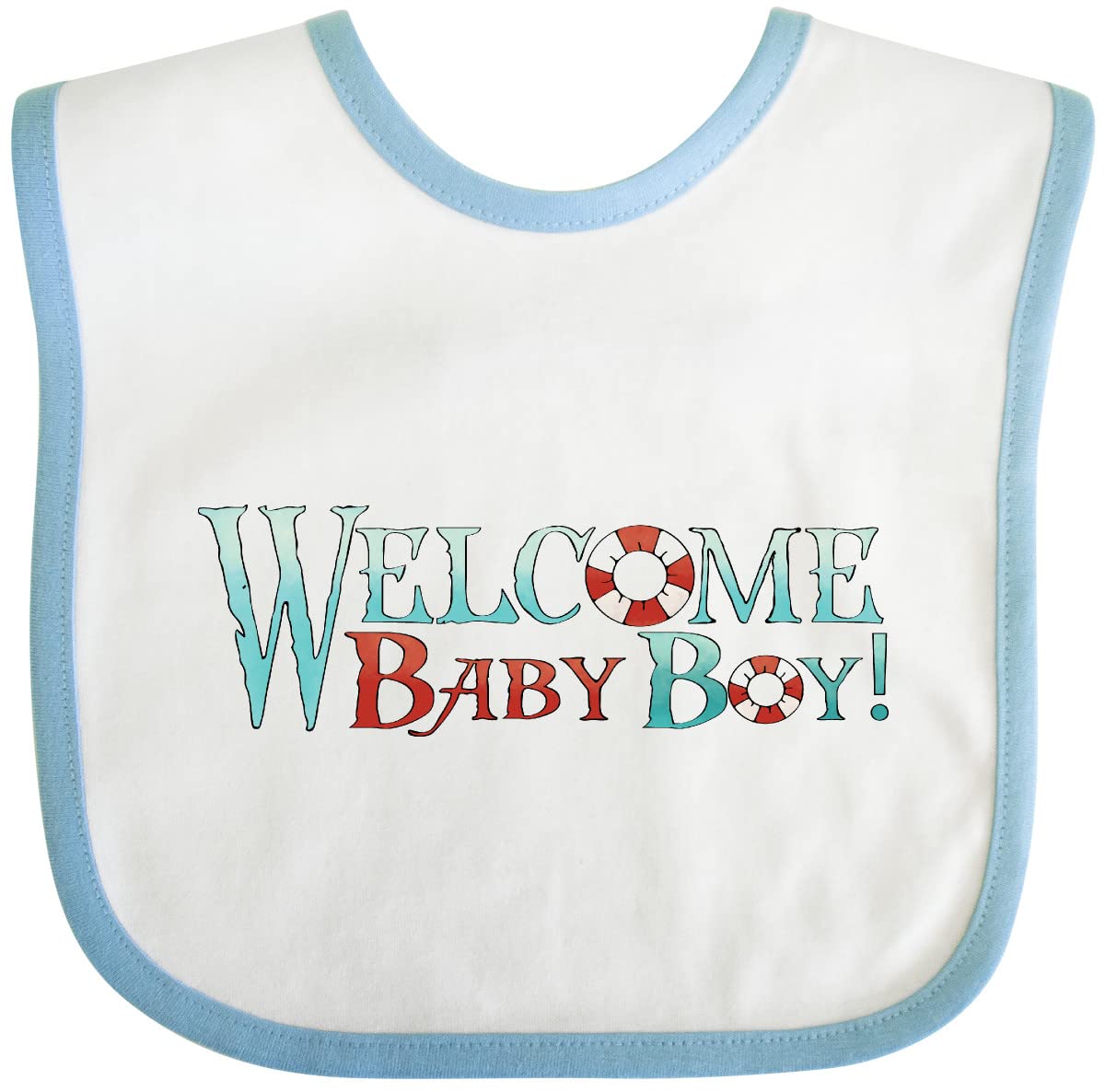 Inktastic Nautical Welcome Baby Boy Bib - Soft Cotton Drool Bib for Newborns & Infants - Perfect for Feeding, Teething & Photo Shoots