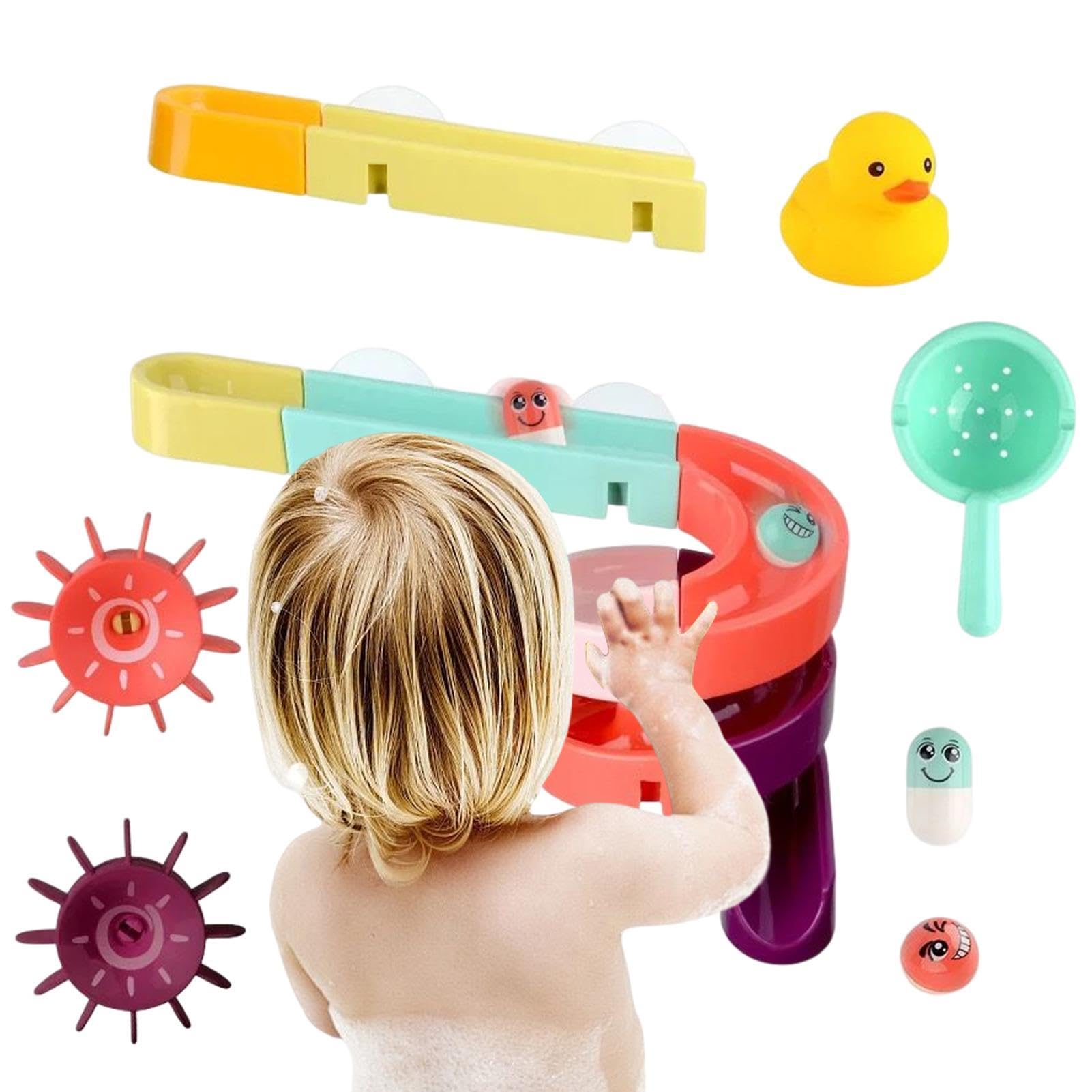 Best Bathtub Water Toys for Kids - Interactive Duck Shower Game & Educational Water Track Toy Set | Fun Bath Time Learning Activities for Toddlers & Preschoolers | Perfect for Bathtub Play, Shower Slide Games & Sensory Development
