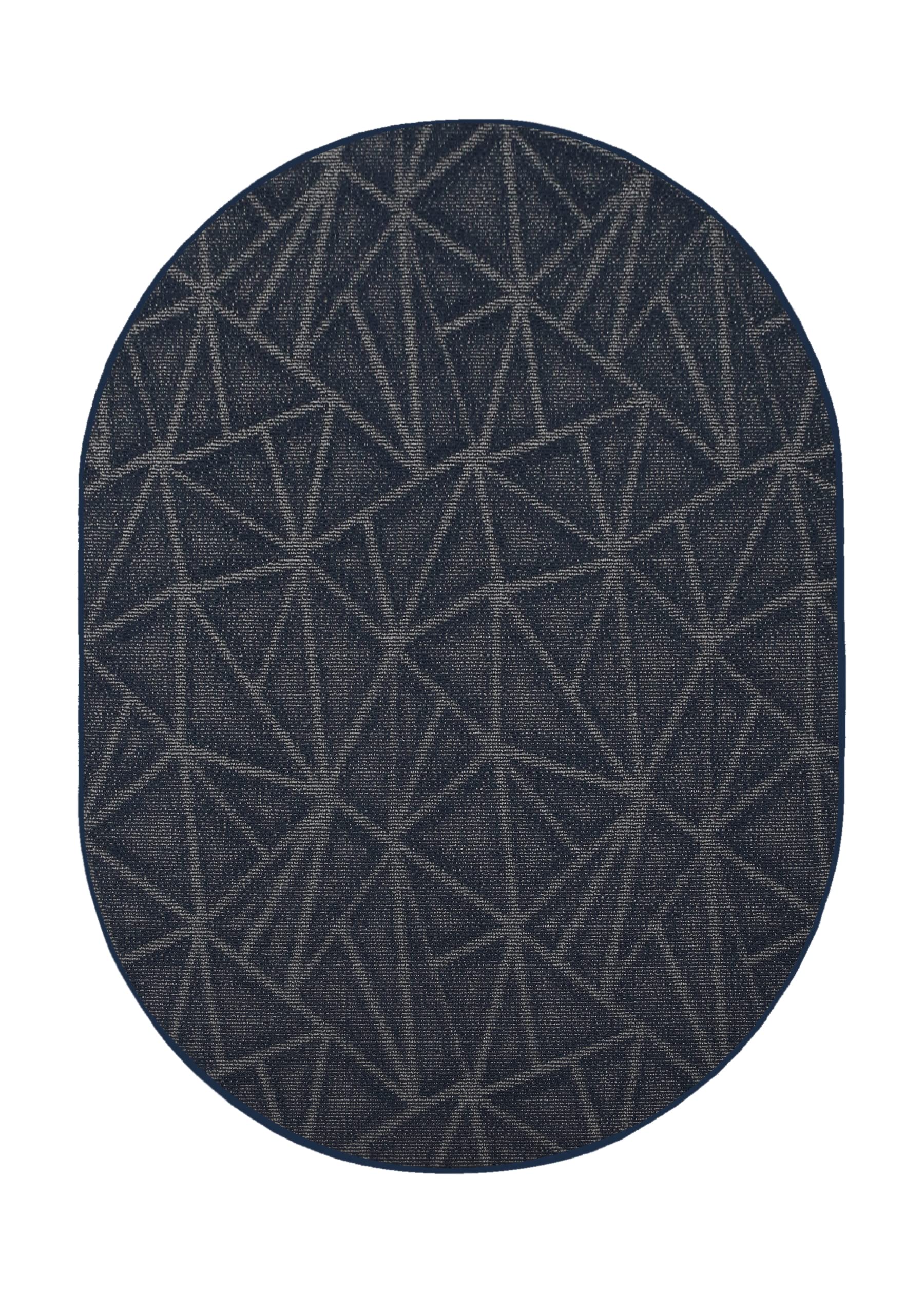 Custom Size Navy 8' x 10' Oval Indoor Outdoor Area Rugs - Soft Ambient Carpet for Living Room, Bedroom, Patio & Deck
