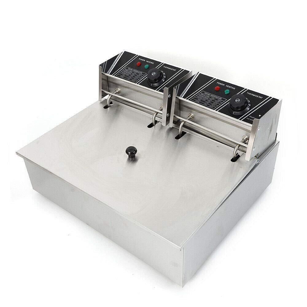 12L Commercial Electric Deep Fryer with 2 Fry Baskets - High Capacity Professional Countertop Deep Fryer for Restaurants, Fast Food Stands & Home Use - Perfect for French Fries, Chicken Wings & Party Snacks
