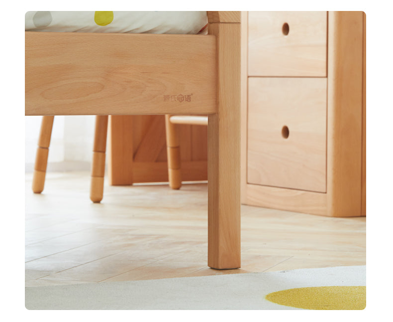 Solid Beech Wood Space-Saving Bunk Bed with Guardrails - Sturdy Twin Over Twin Loft Bed for Kids & Teens - Perfect for Small Bedrooms, Guest Rooms & Dormitories