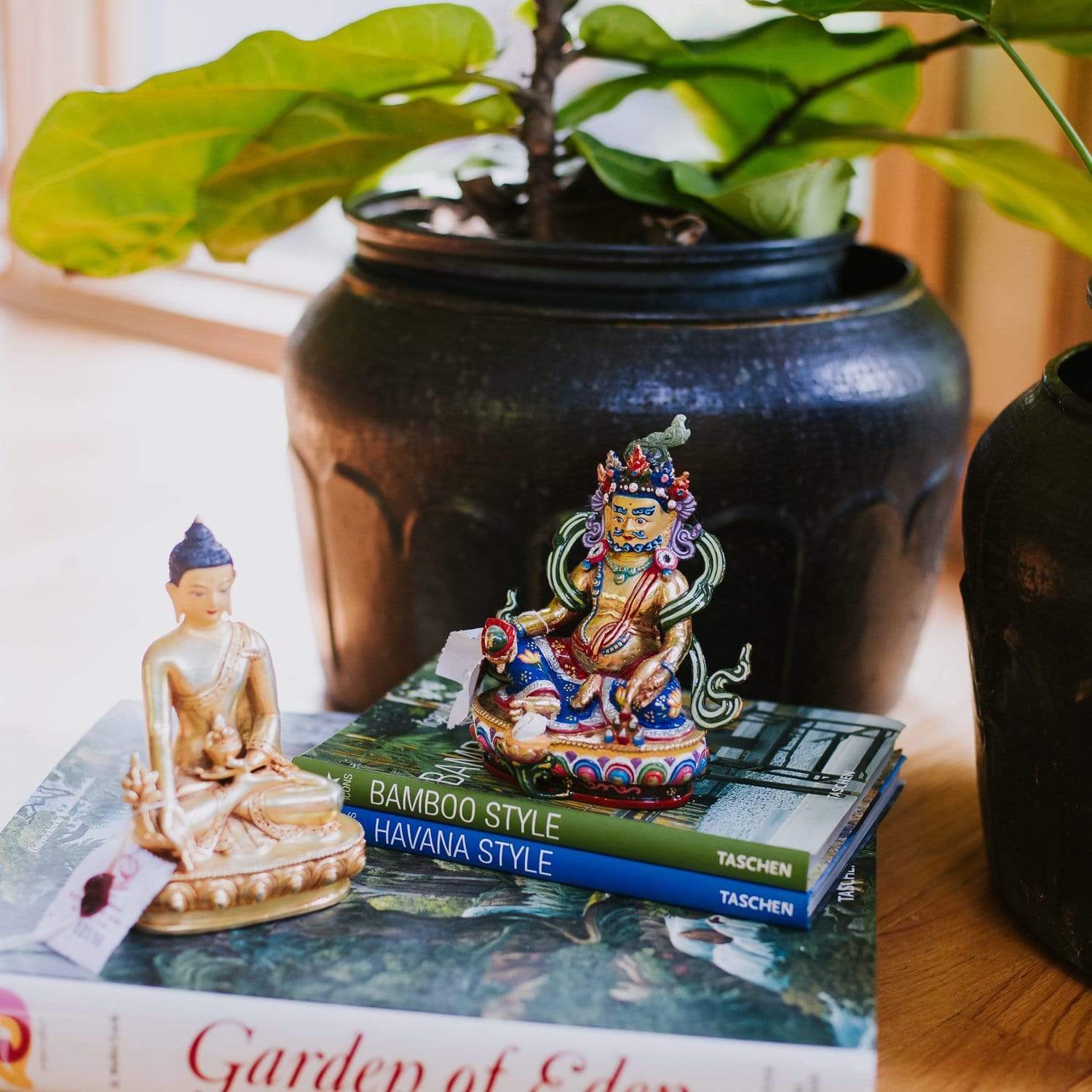 Hand Painted Jambhala Statue - Tibetan Buddhist Wealth Deity Figurine for Home Altar & Meditation | Perfect for Spiritual Decor, Feng Shui & Gift Giving