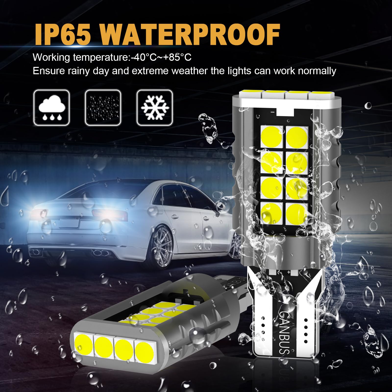 921 LED Bulb Reverse Light - 6000K Xenon White Super Bright T15 W16W Backup Lights - Direct Replacement for 906, 904, 902, 912 (Pack of 2) - Perfect for Trucks, SUVs, and Cars - Enhanced Nighttime Visibility & Safety