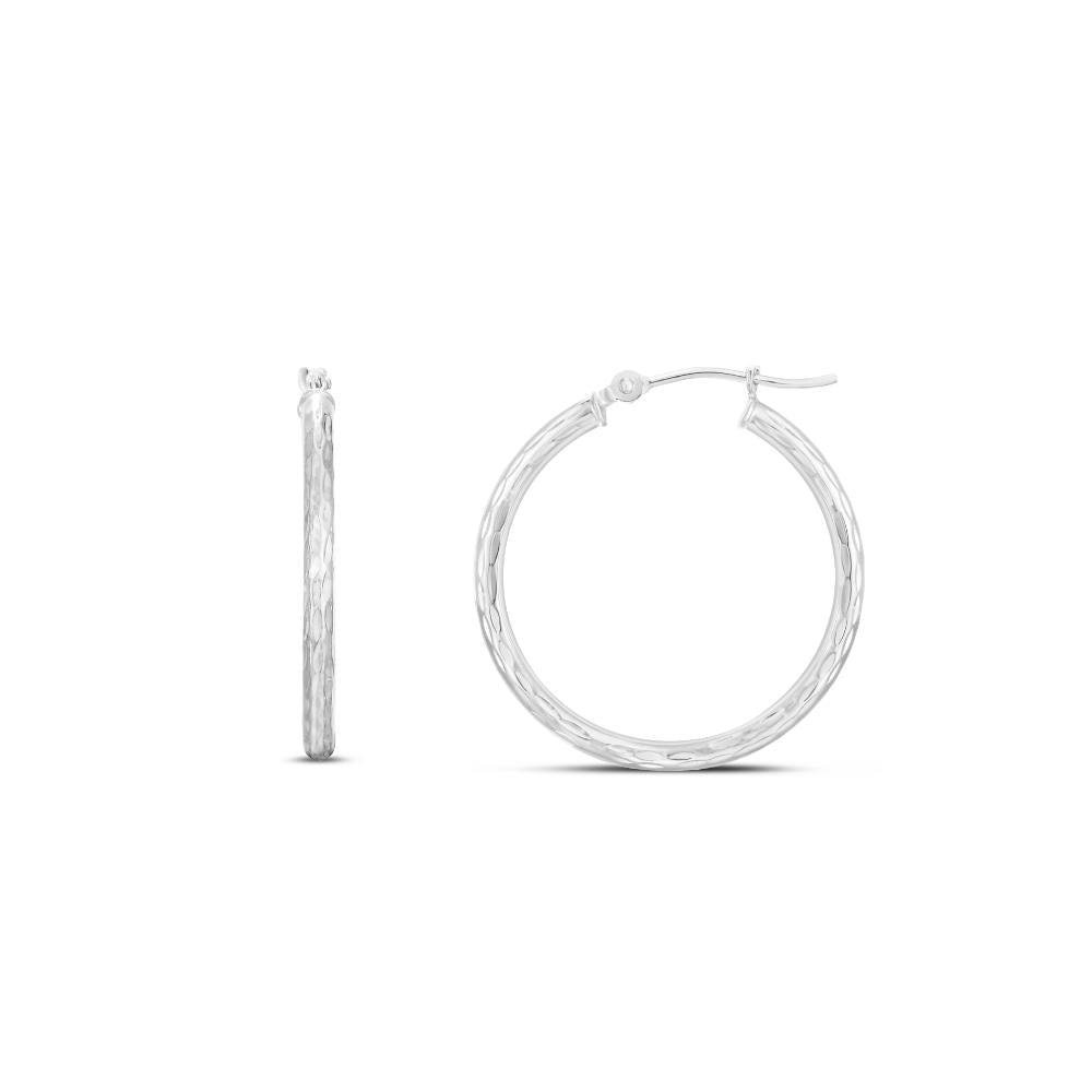 14K Gold 2mm Diamond Cut Hoop Earrings for Women - Dainty Everyday Stud Earrings - Perfect for Work, Date Night & Gift Giving