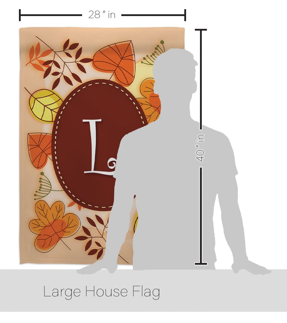 Autumn L Initial House Flag Set - 28x40in Thick Fabric for Fall Harvest Decor