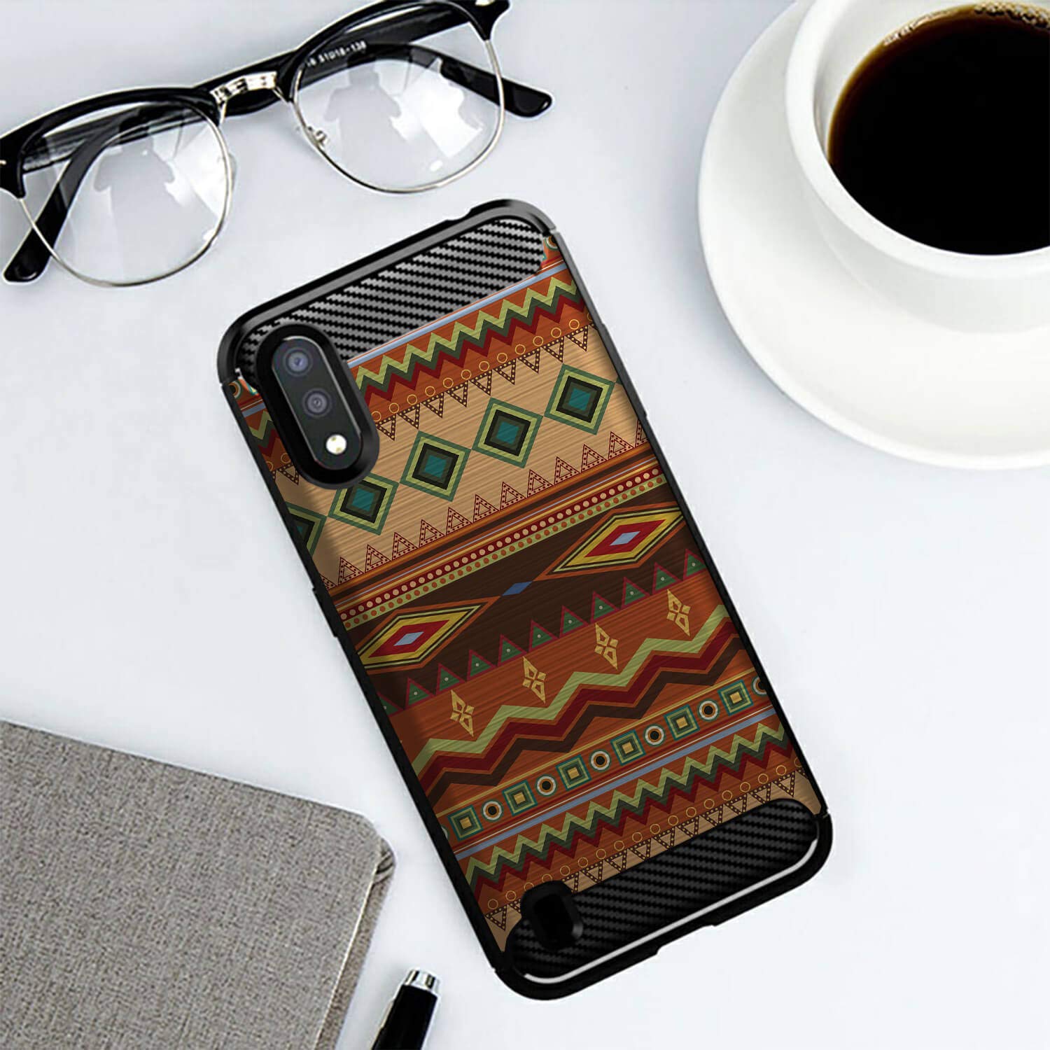 Samsung Galaxy A01 Case, Slim Black TPU Shockproof Protective Cover with Autumn Tribal Pattern - Durable, Flexible & Sleek Design for Everyday Use, Travel & Outdoor Activities
