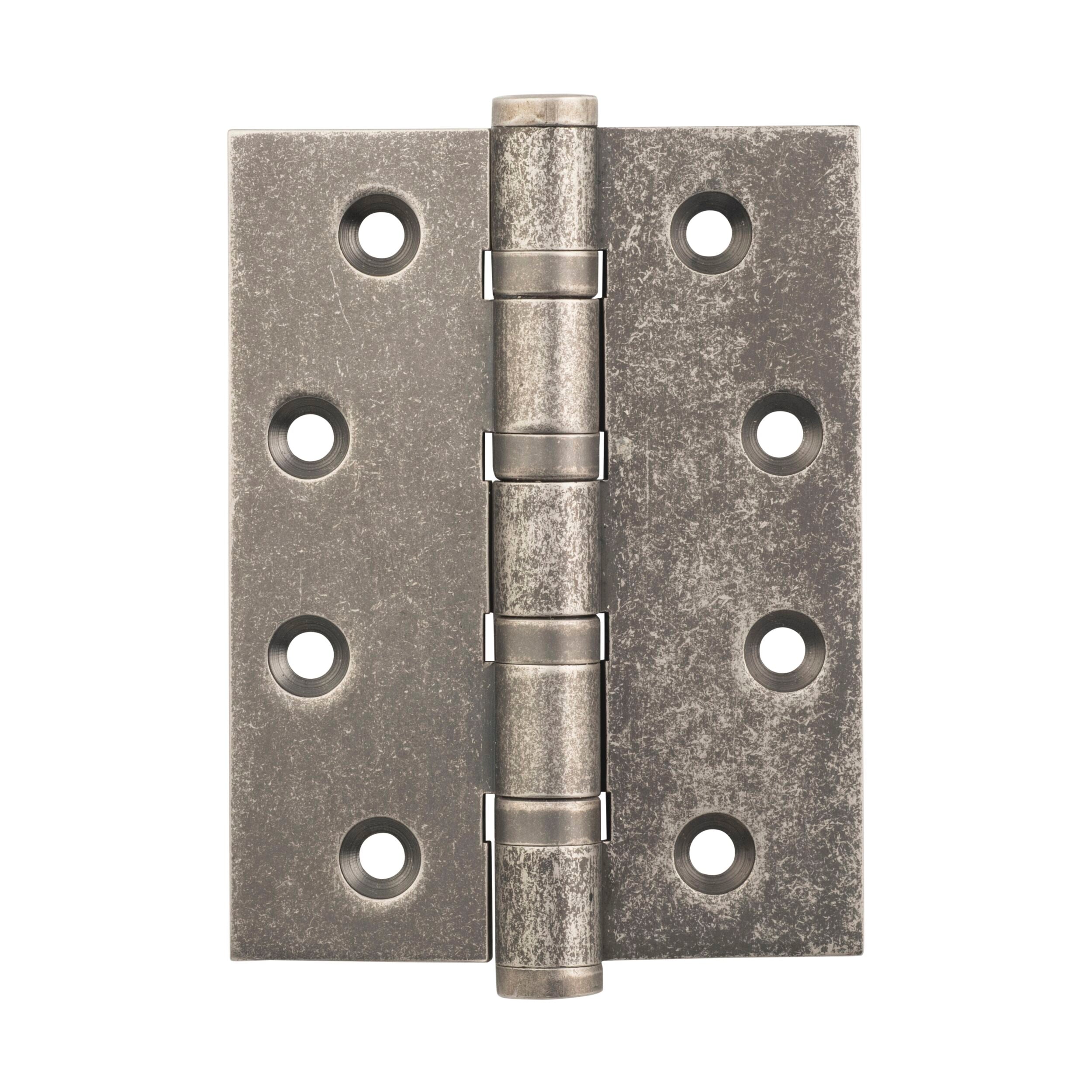 2513 Hinge Ball Bearing Rumbled Nickel 100mm x 75mm (H x W) - Heavy Duty Cabinet Door Hinges for Kitchen, Bathroom & Furniture Installation