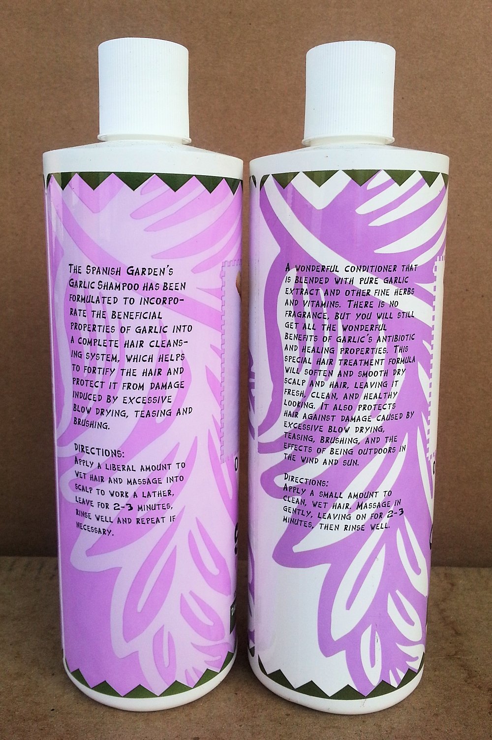 Original GARLIC Shampoo & Conditioner Set for Damaged Hair & Flaky Scalp - 16 oz (2 Pack) by Spanish Garden - Natural Hair Repair Treatment for Dry, Brittle Hair - Perfect for Daily Use & Scalp Care
