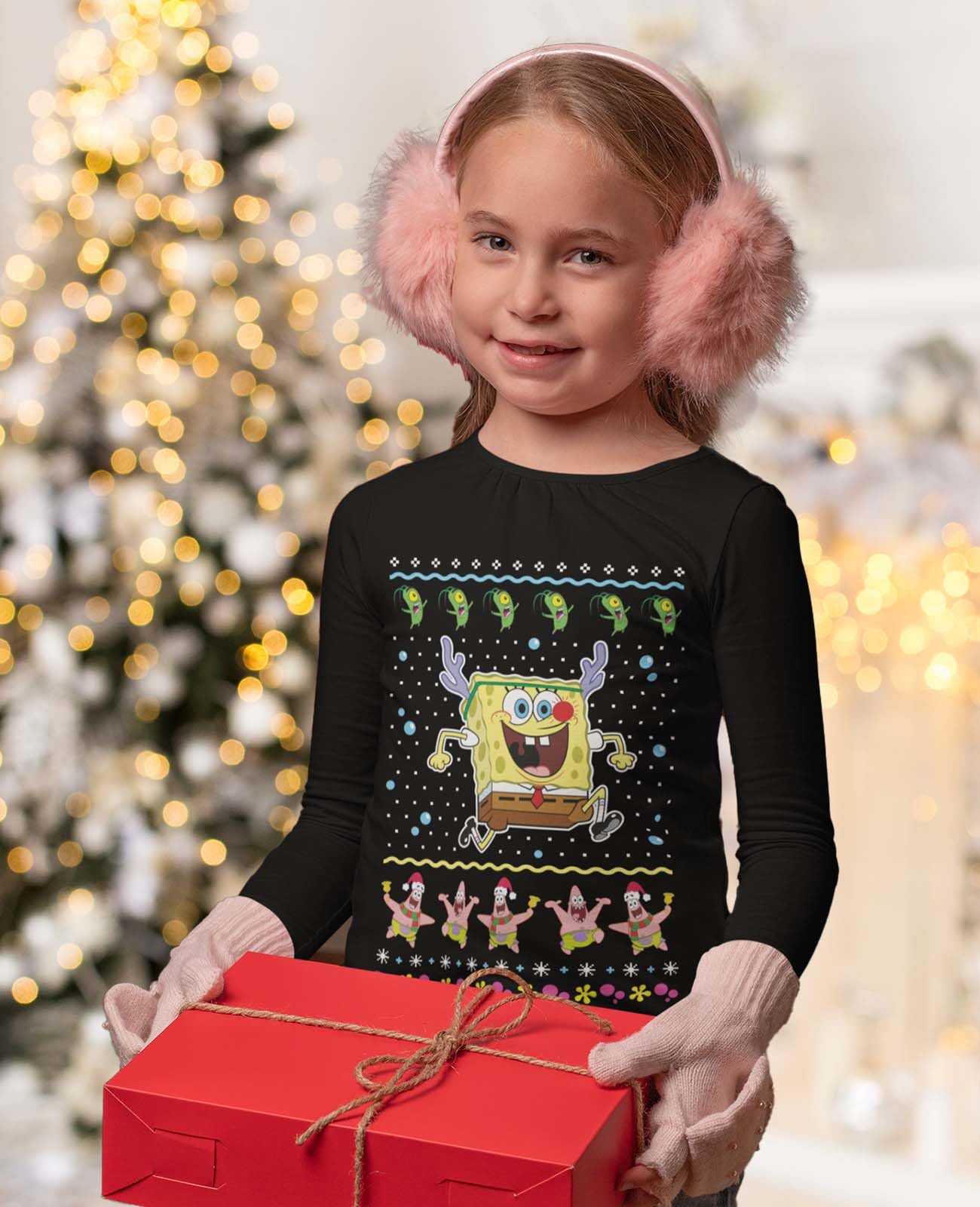 Spongebob Christmas Shirt for Kids - Fun Holiday Tacky Sweater Style Xmas Sweatshirt for Toddler Boys & Girls | Perfect for Family Photos, Ugly Sweater Parties & Festive Celebrations